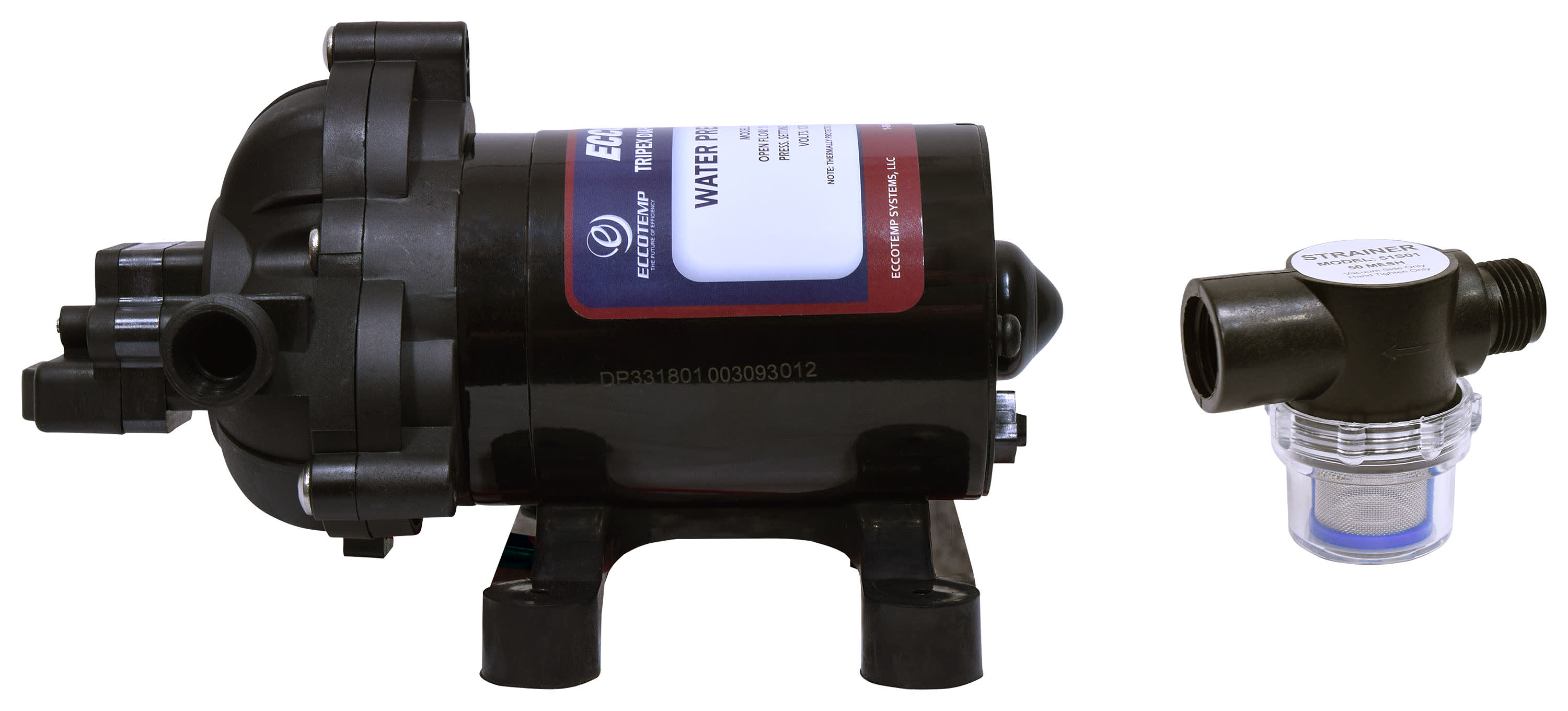 Eccotemp® EccoFlo Triplex Diaphragm 12V Water Pump and Strainer
