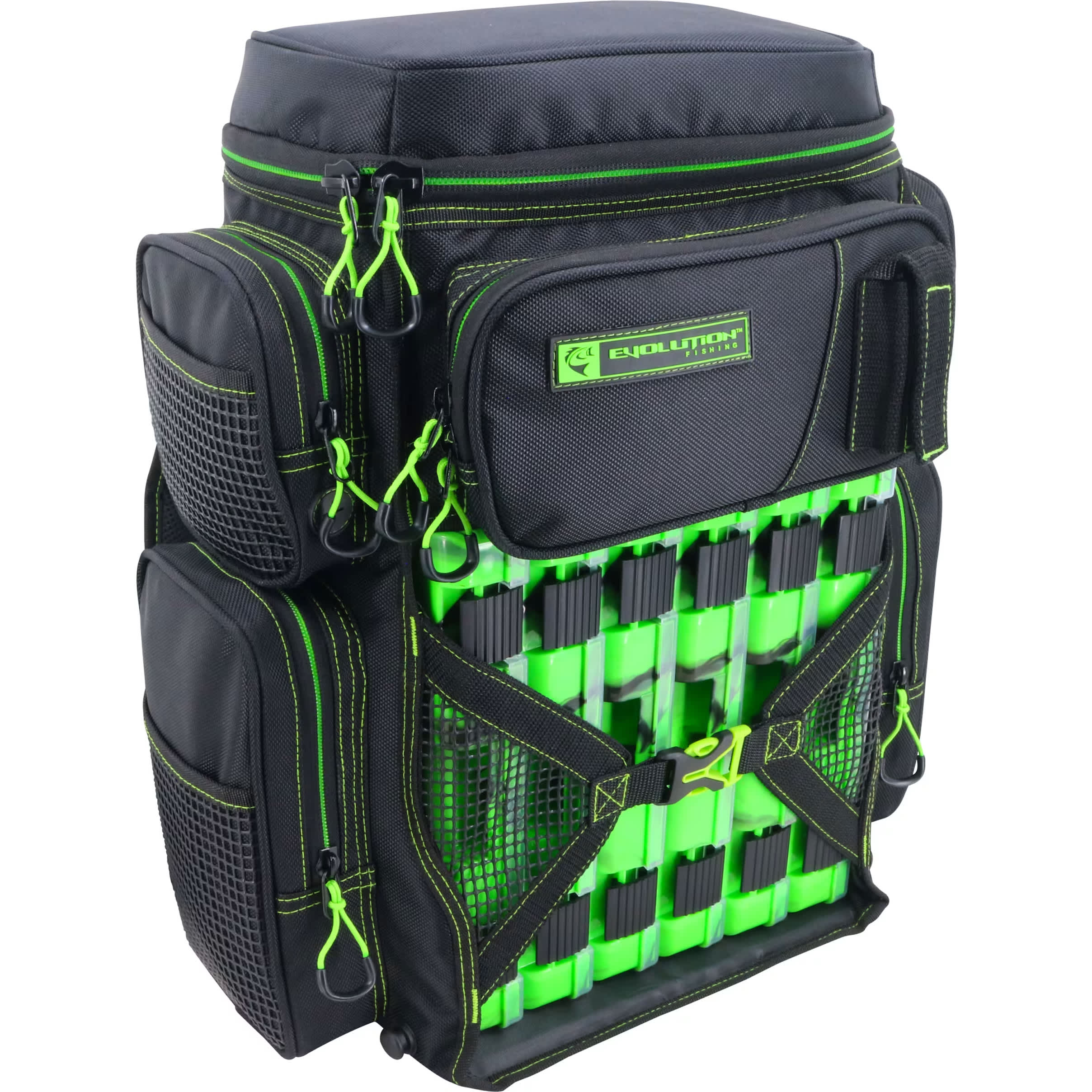 Evolution Fishing Drift Series Tackle Backpack Green, 3600 Size, Outdoor Rucksack W/ 6 Fishing Tackle Trays, Built In Rain Fly, Heavy Duty Fishing