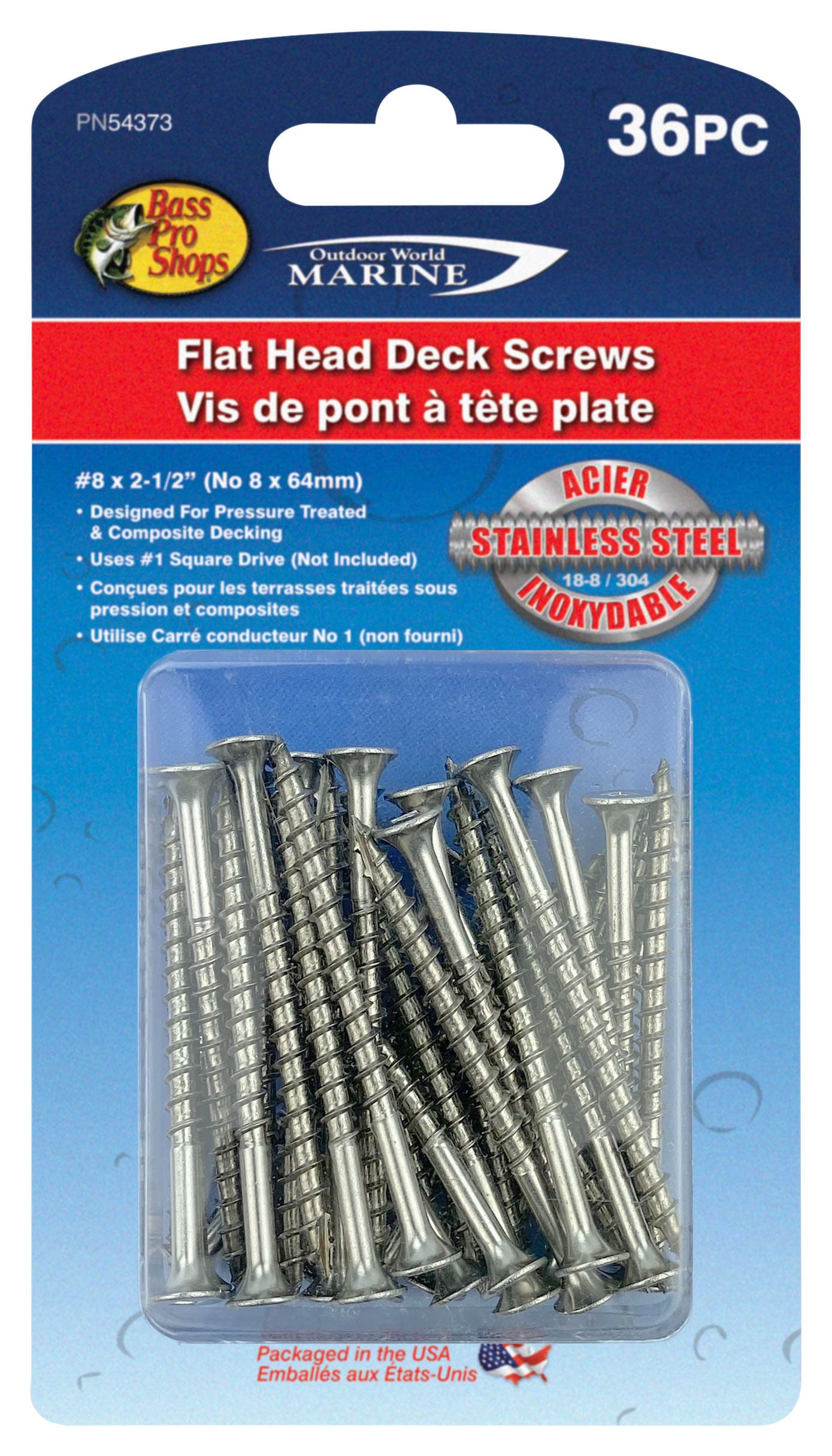 Bass Pro Shops® 36-Piece Stainless Steel Flat-Head Deck Screws