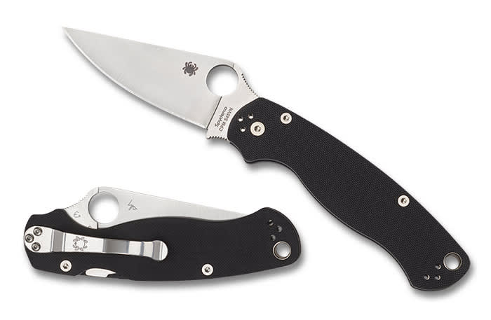 Spyderco® Para Military 2 G-10 Black Plainedge Folding Knife