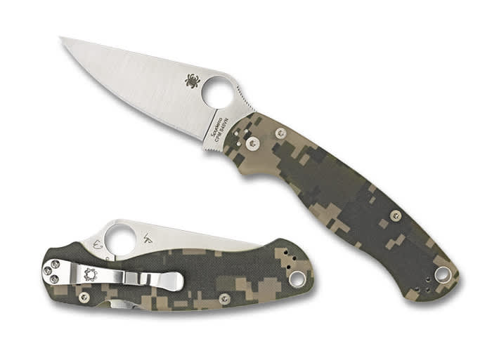 Spyderco® Para Military 2 G-10 Camo Plainedge Folding Knife