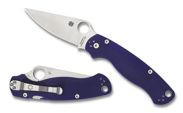 Spyderco® Para Military 2 G-10 Dark Blue Plainedge Folding Knife