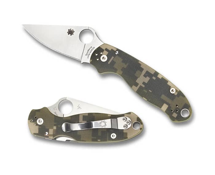 Spyderco® Para 3 G-10 Camo PlainEdge™ Folding Knife