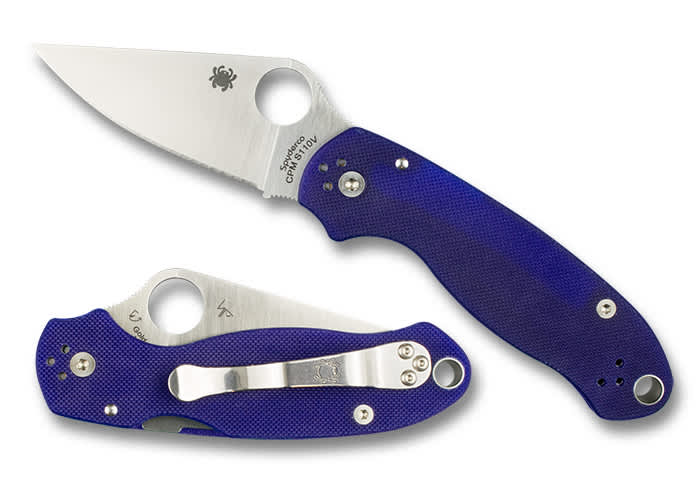 Spyderco® Para 3 G-10 Dark Blue PlainEdge™ Folding Knife