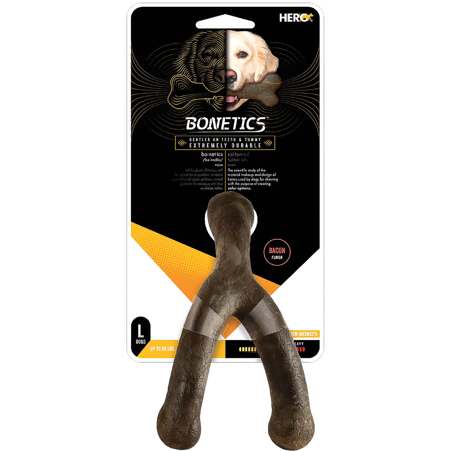 Hero Bonetics™ Wishbone Dog Chew Toy – Large Bacon