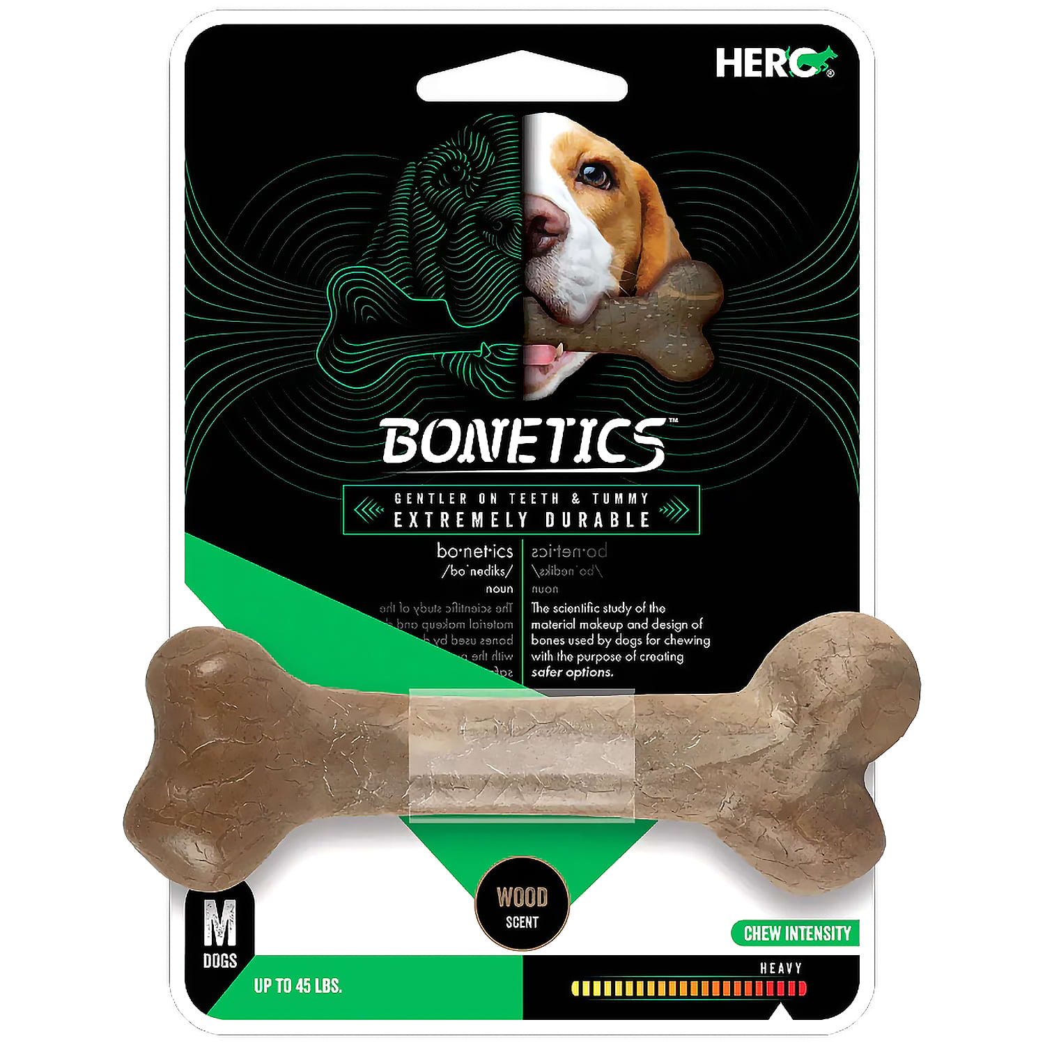 Hero Bonetics™ Femur Bone Dog Chew Toy – Medium Wood