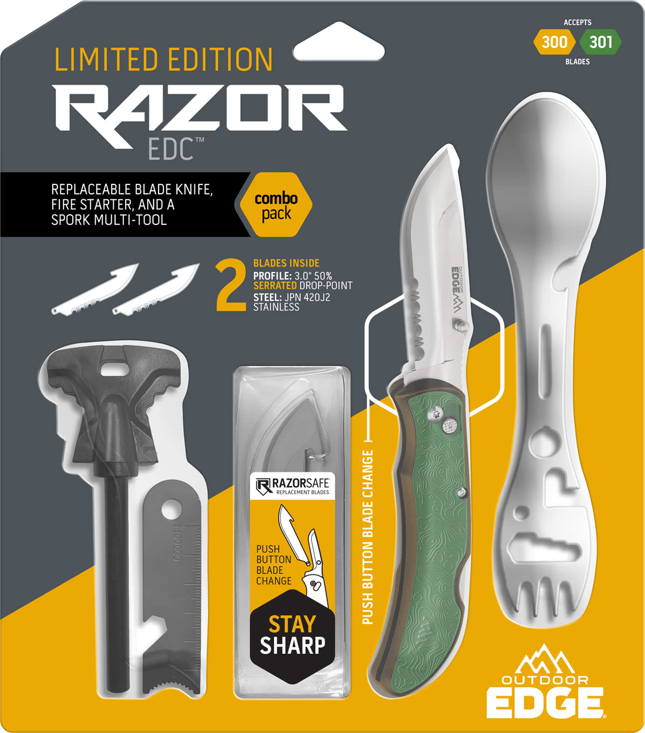 Outdoor Edge® Razor EDC Combo Pack with Spork and Fire Starter