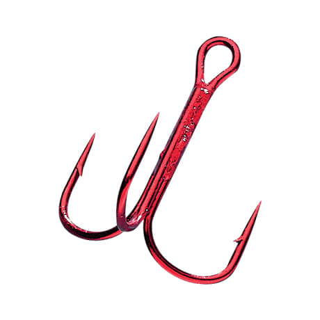 Mustad Extra Strong Round Bend Treble Hook - Red