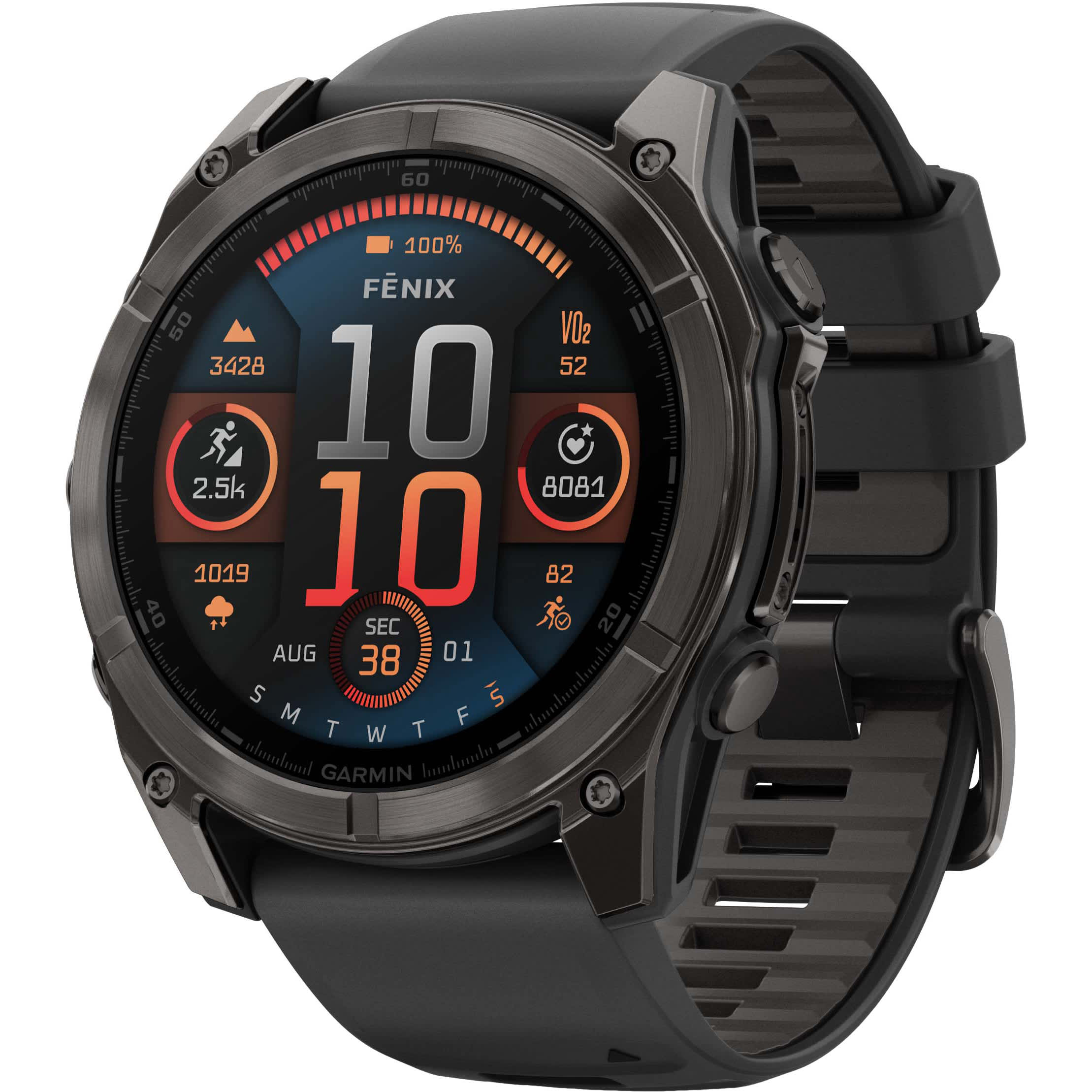 Garmin f nix 8 51mm AMOLED Sapphire Carbon Gray DLC Titanium with Black Pebble Gray Silicone Band Cabela s Canada