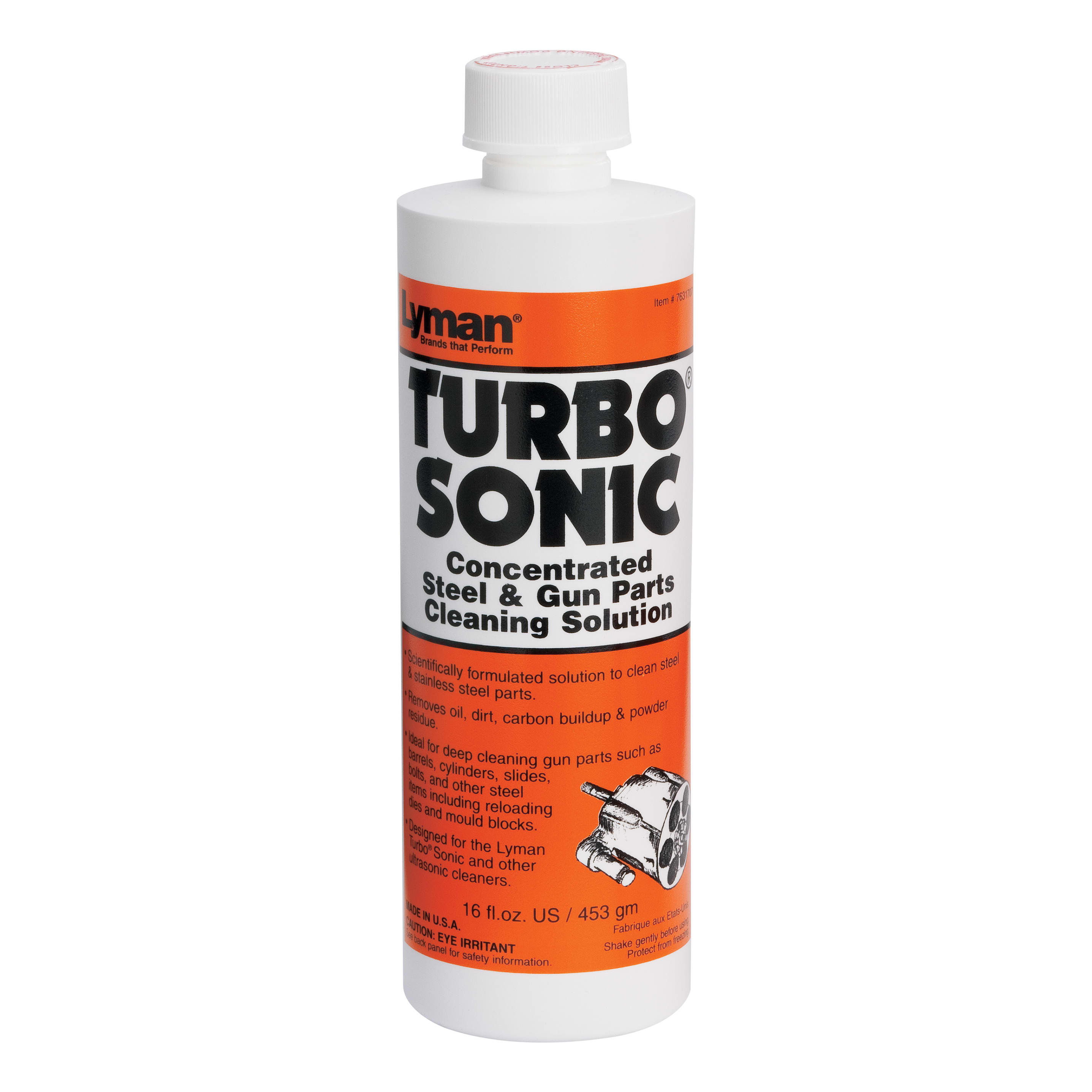 Lyman Turbo Sonic Steel and Gun Parts Cleaning Solution – 16 oz.