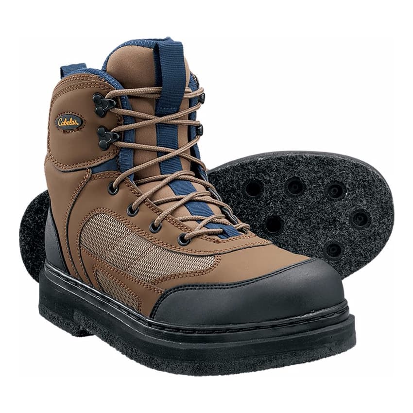 Hiking in felt wading boots top