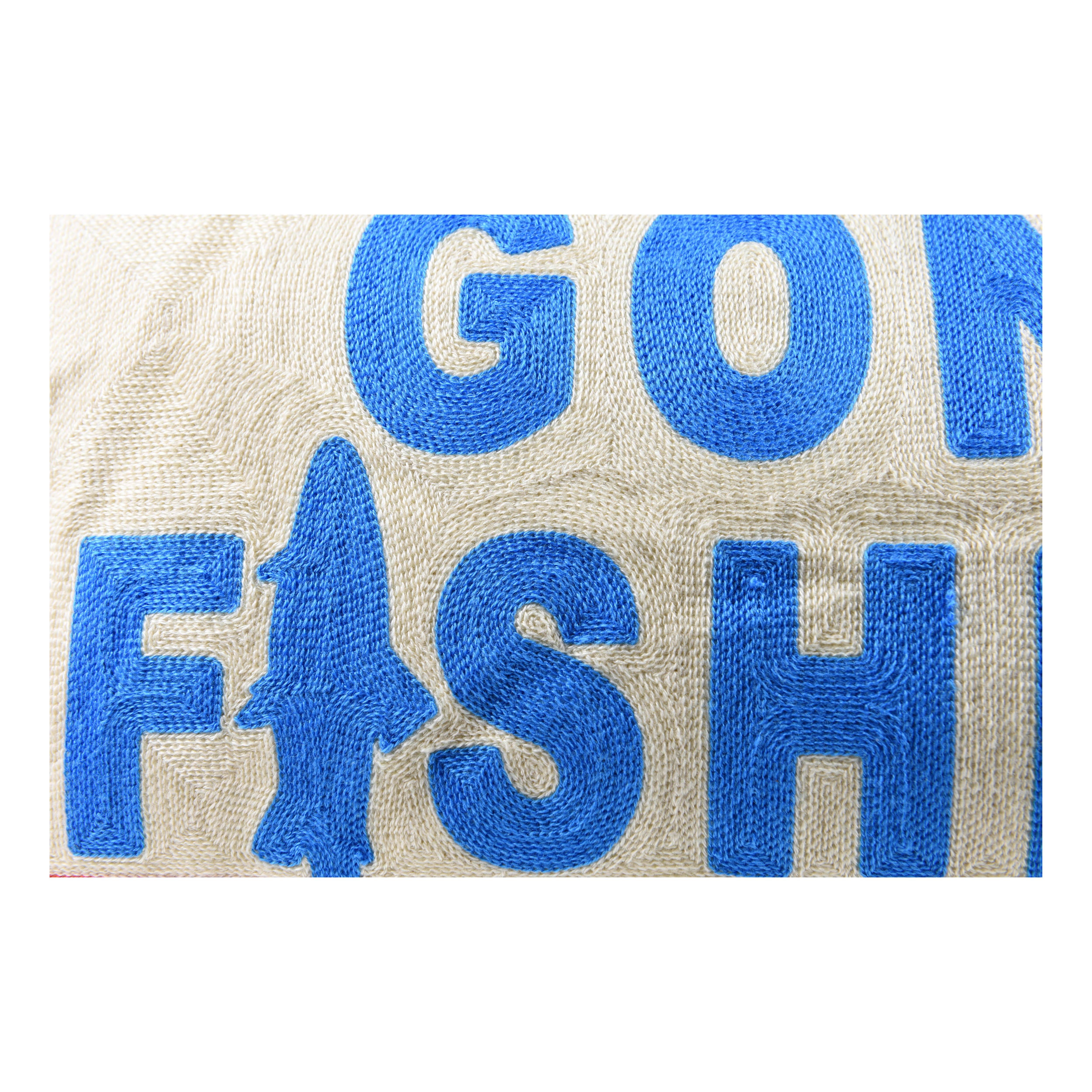 Carstens Chain Stitch Pillows - Gone Fishing - Chainstitch Close Up View