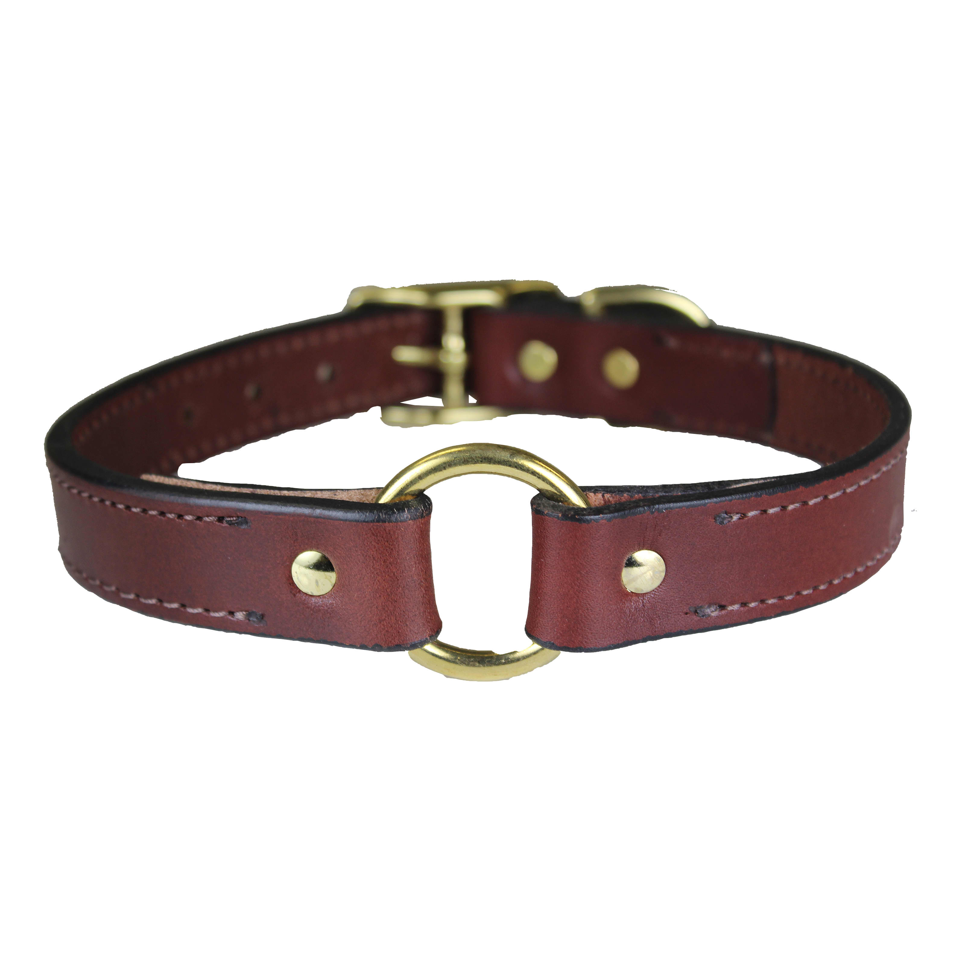 Omni Pet 1" Leather Collar with Centre Ring - Back View