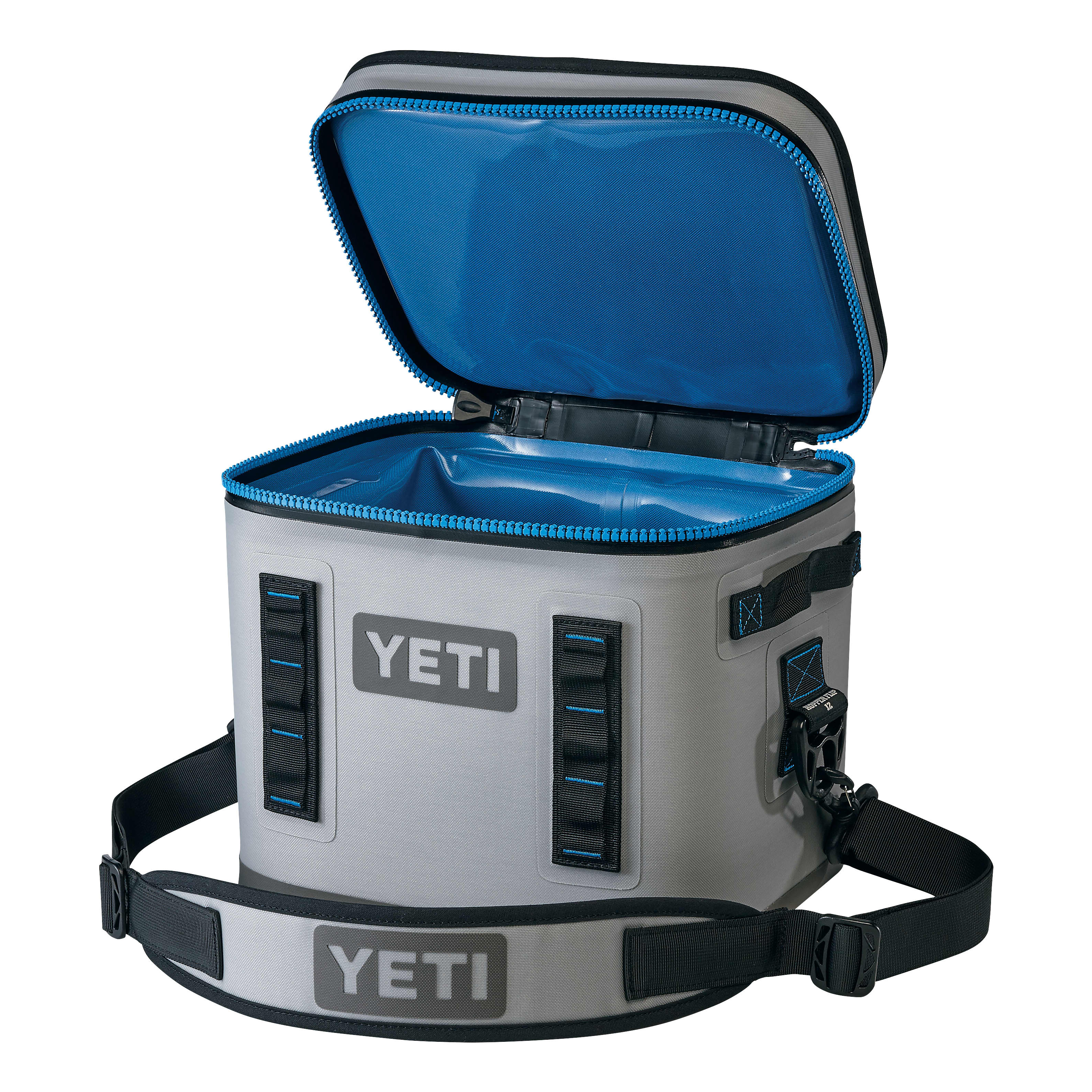 YETI® Hopper Flip™ 12 Soft-Sided Cooler - Fog Grey/Tahoe Blue - Open View