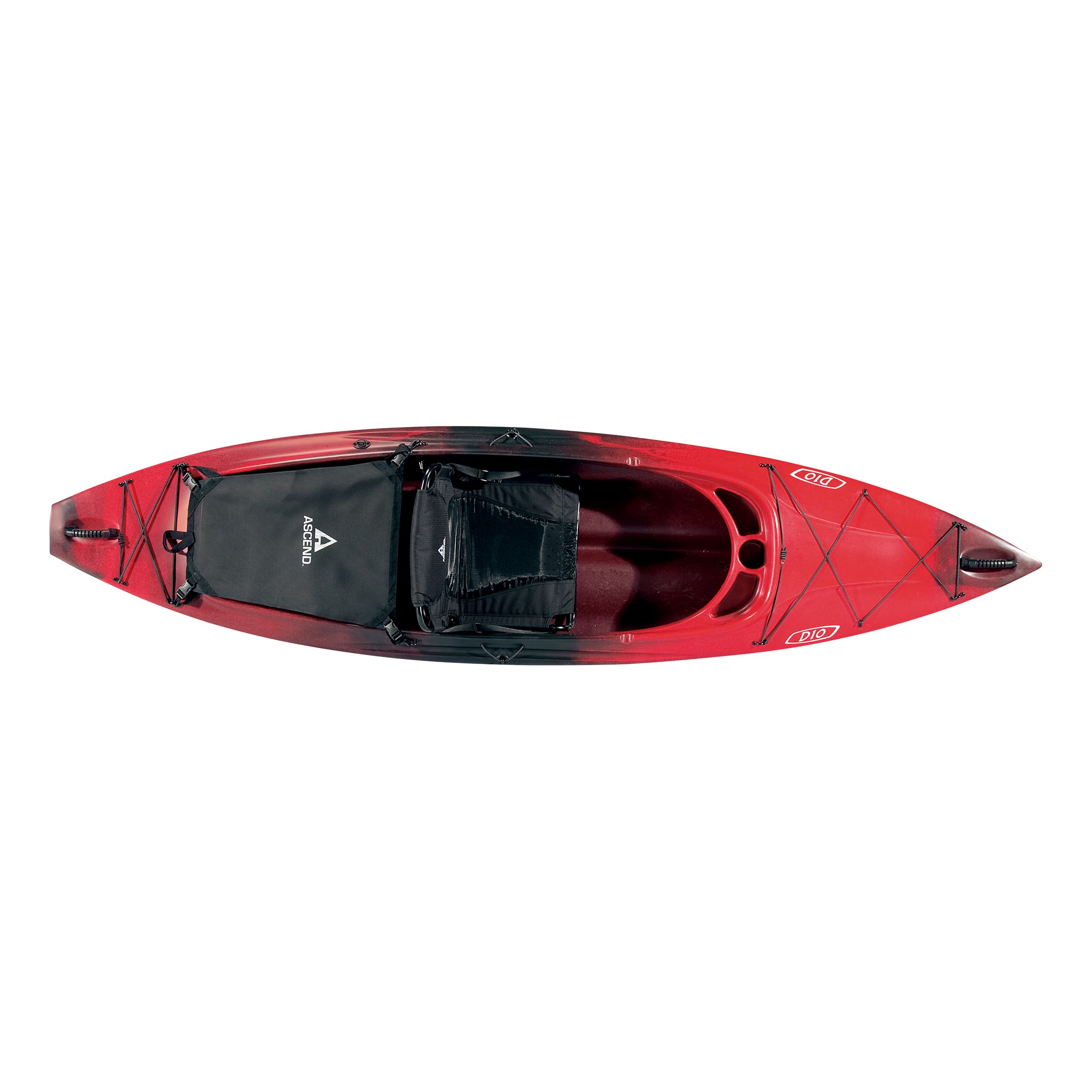 ASCEND® D10 Sit-In Kayak - Red/Black - Overhead View