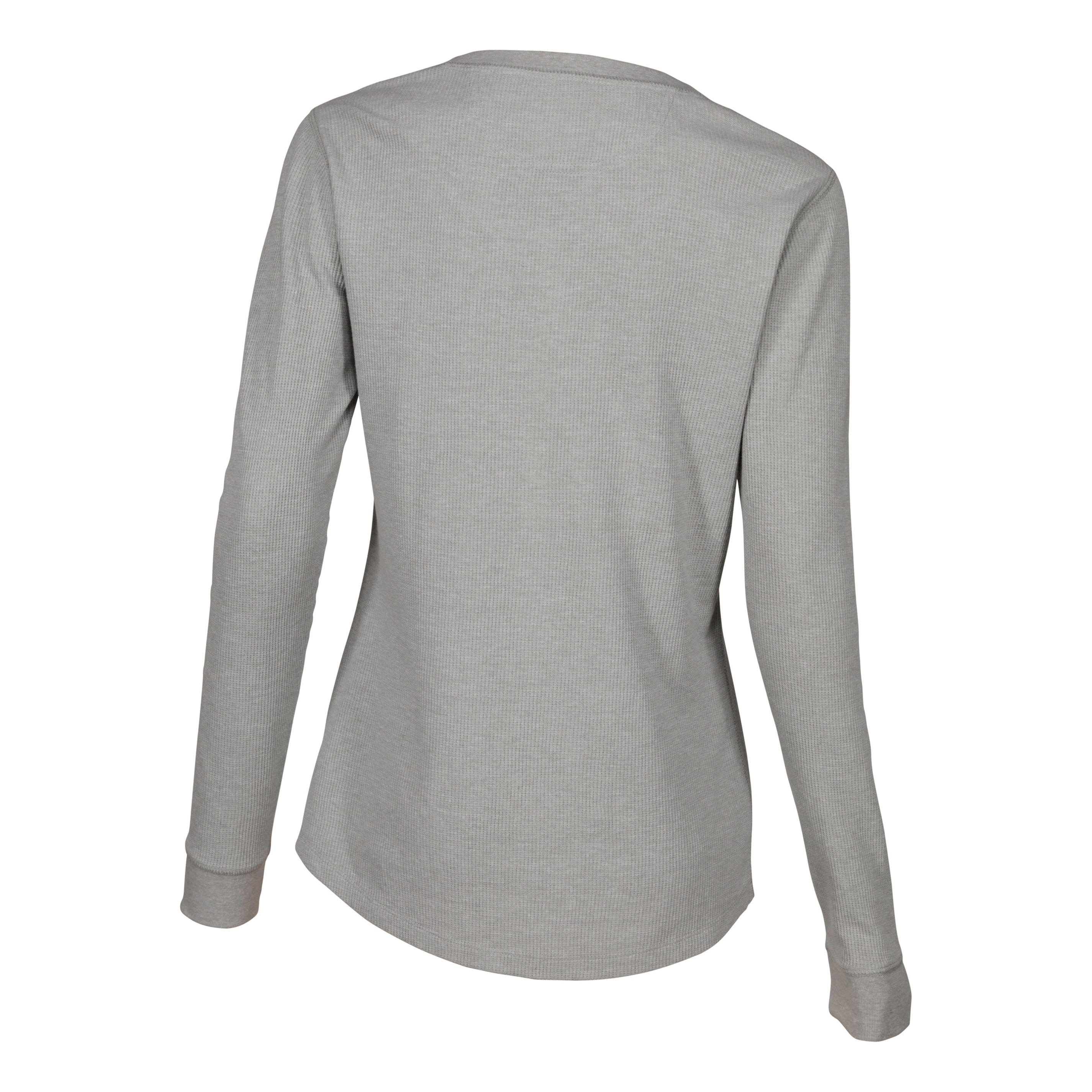 Natural Reflections® Women’s Thermal Henley Shirt - Heather Grey - back
