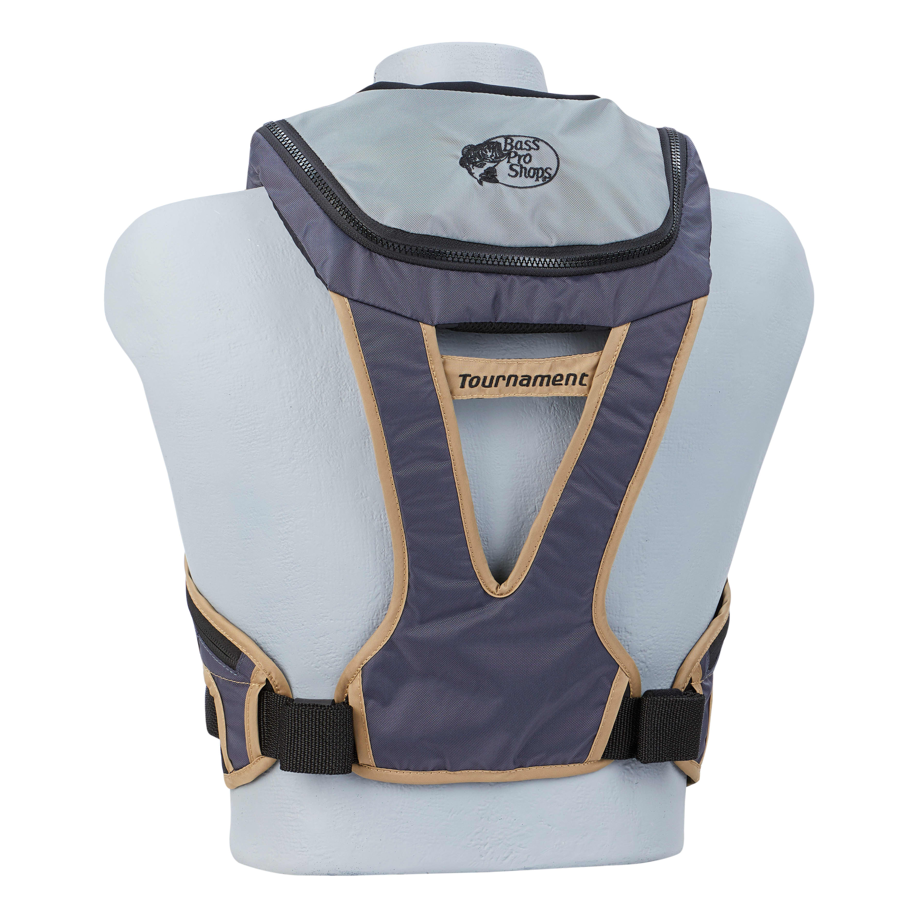 Bass Pro Shops® A/M-33 Deluxe All-Clear Inflatable Life Jacket - Grey - Back View
