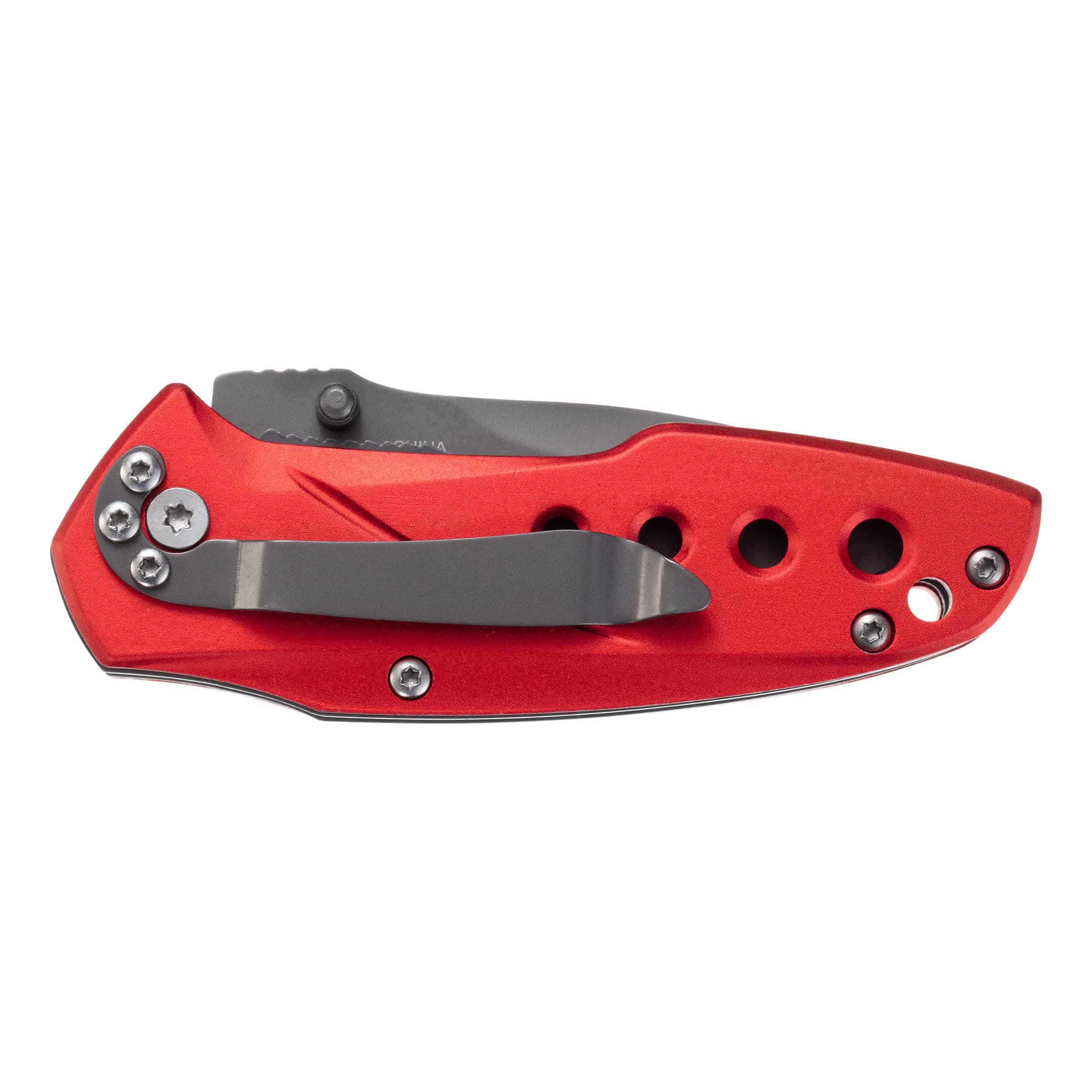 Cabela's Small Folding Knife - Red - Clip View
