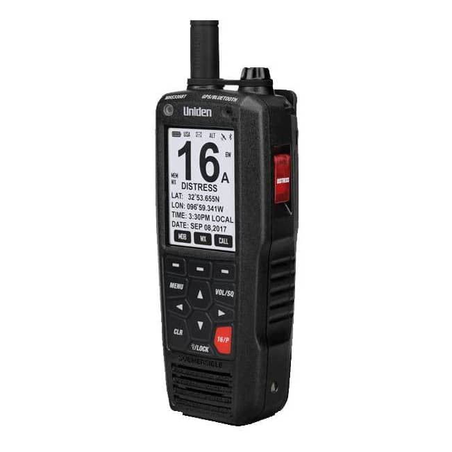 Uniden 6 Watt Class D Floating Handheld VHF with Bluetooth® Marine Radio - Angle View