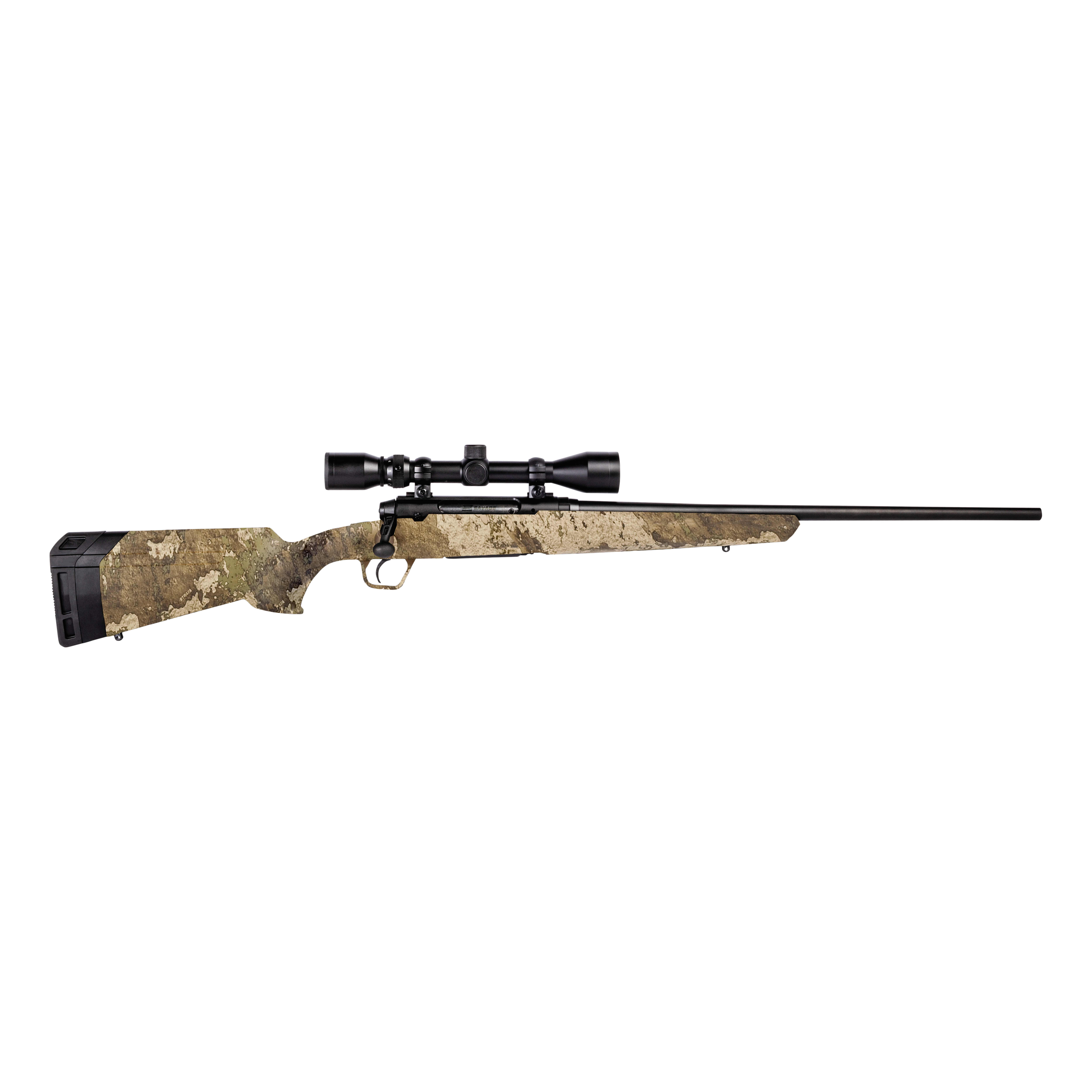 Savage axis xp bolt action rifle in truetimber strata with scope