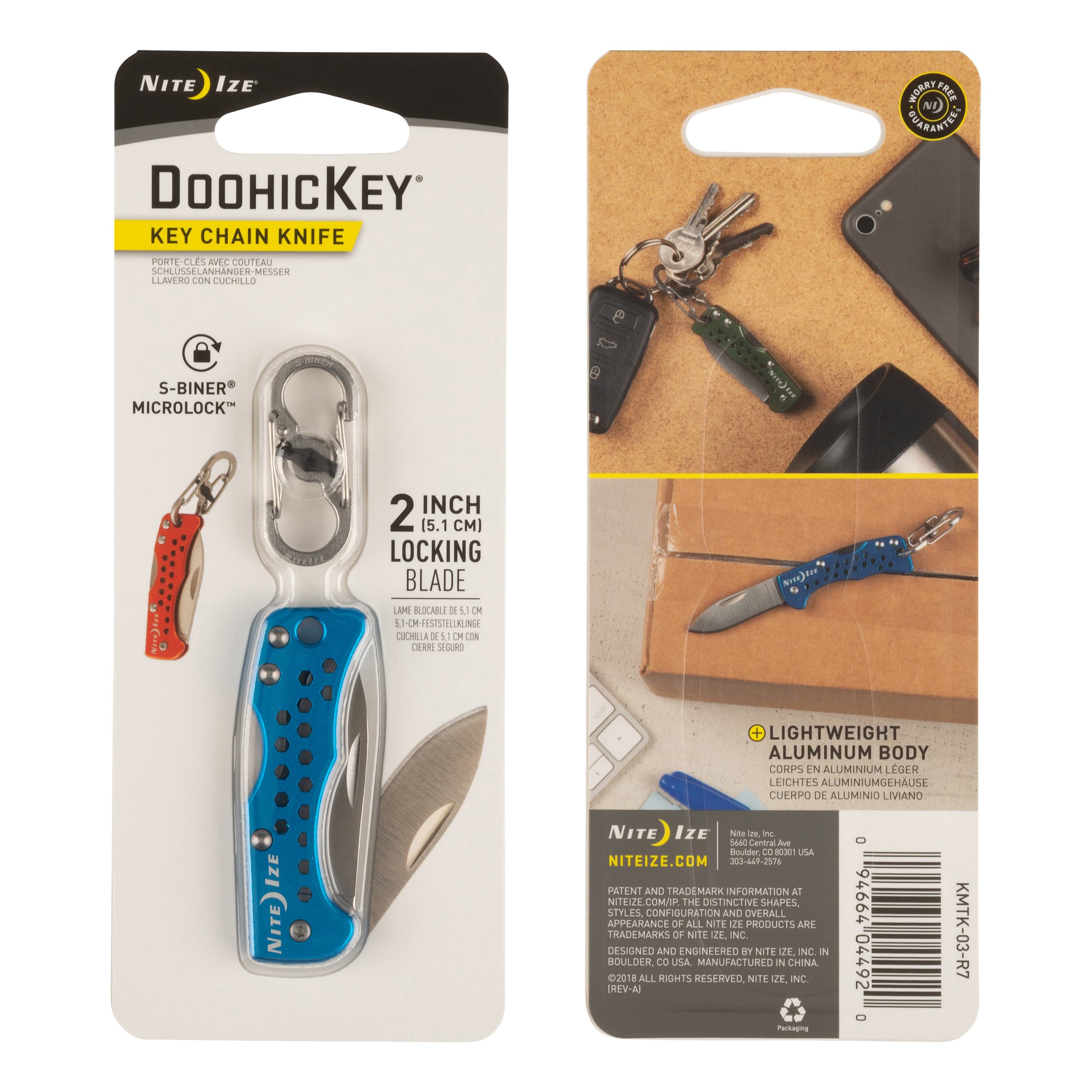 Nite Ize DoohicKey® - Key Chain Knife - Blue - Packaging View