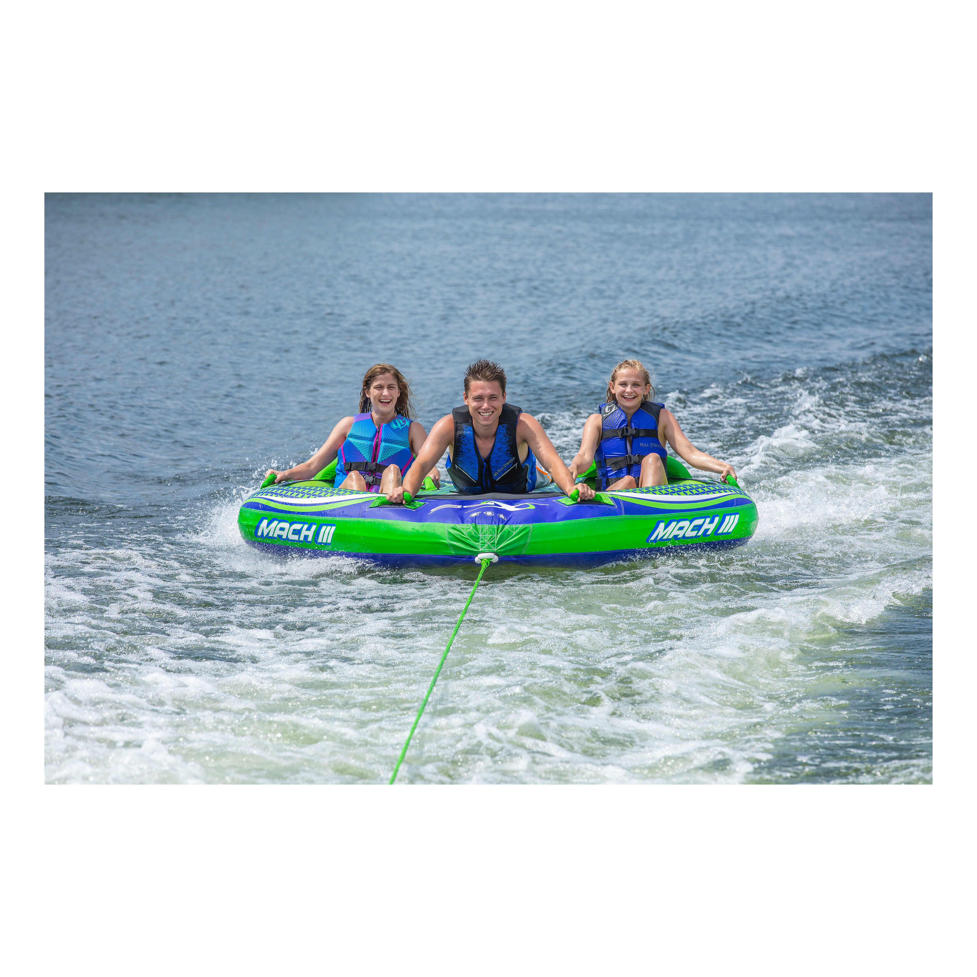 XPS Mach III Three-Rider Towable Tube - in use