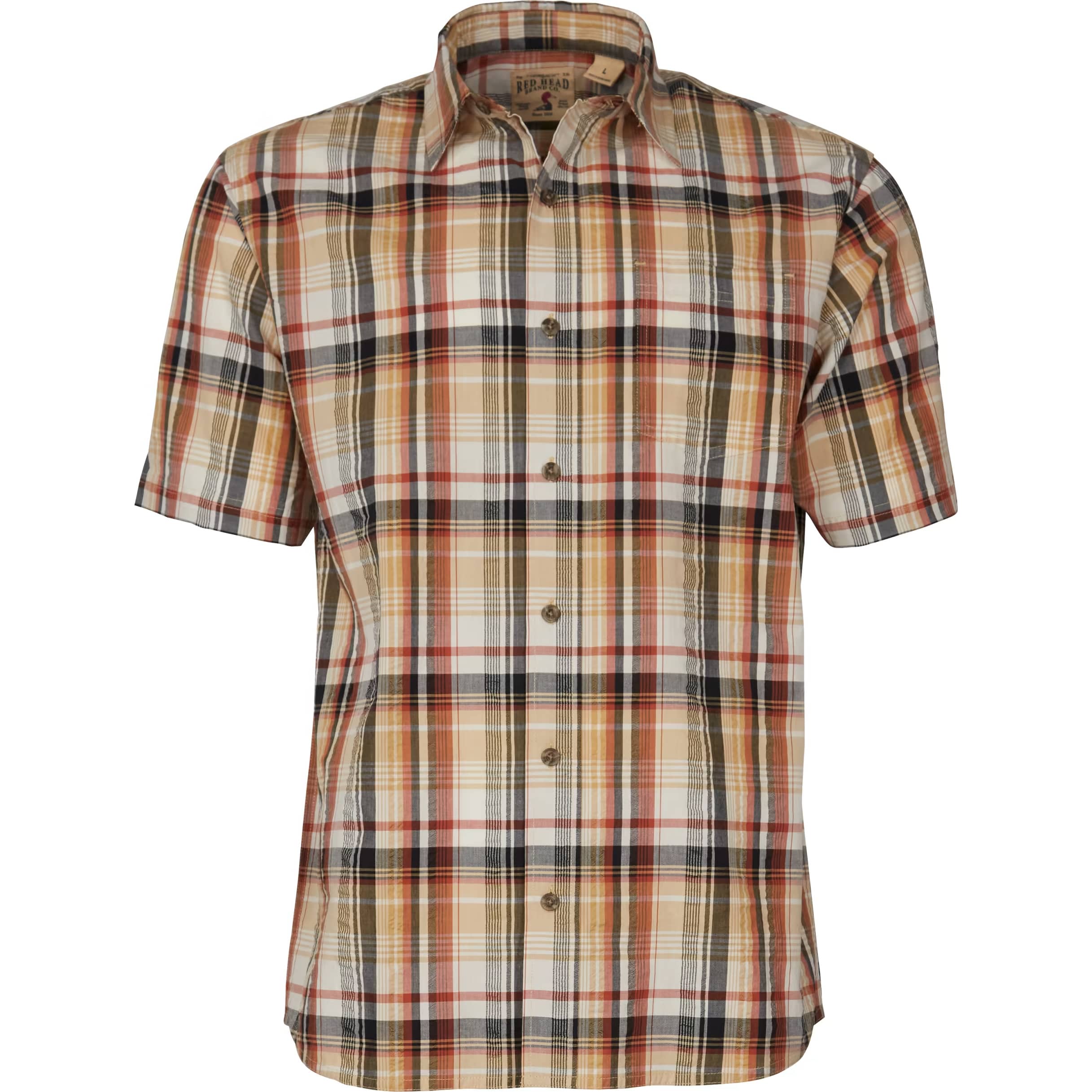 Plaid Shirt Mens Short Sleeve Button Down Collar One Pocket NEW Color TRUE  FIT 2