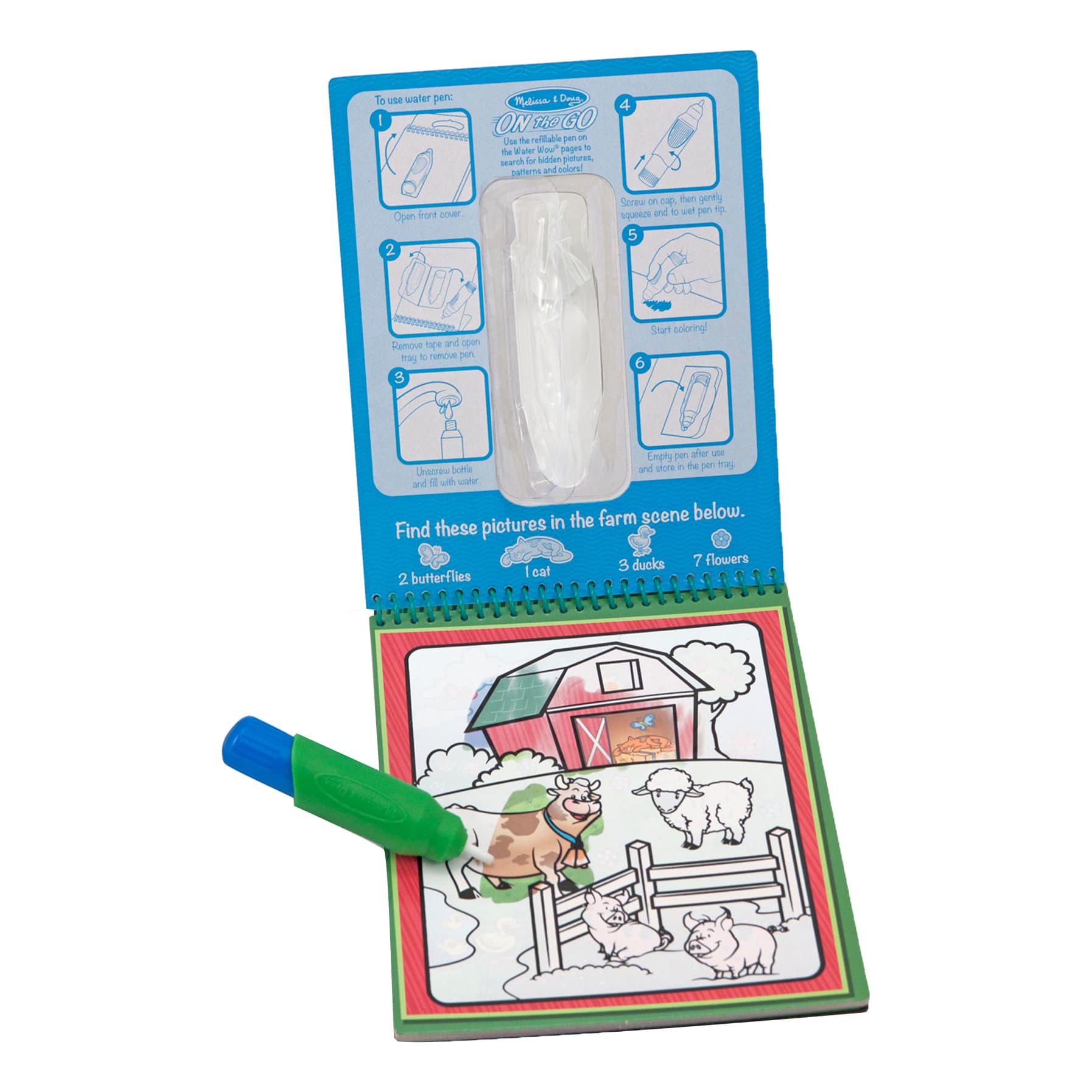 Melissa & Doug Water WOW! Colouring Book - Animals - Water Pen in Action View