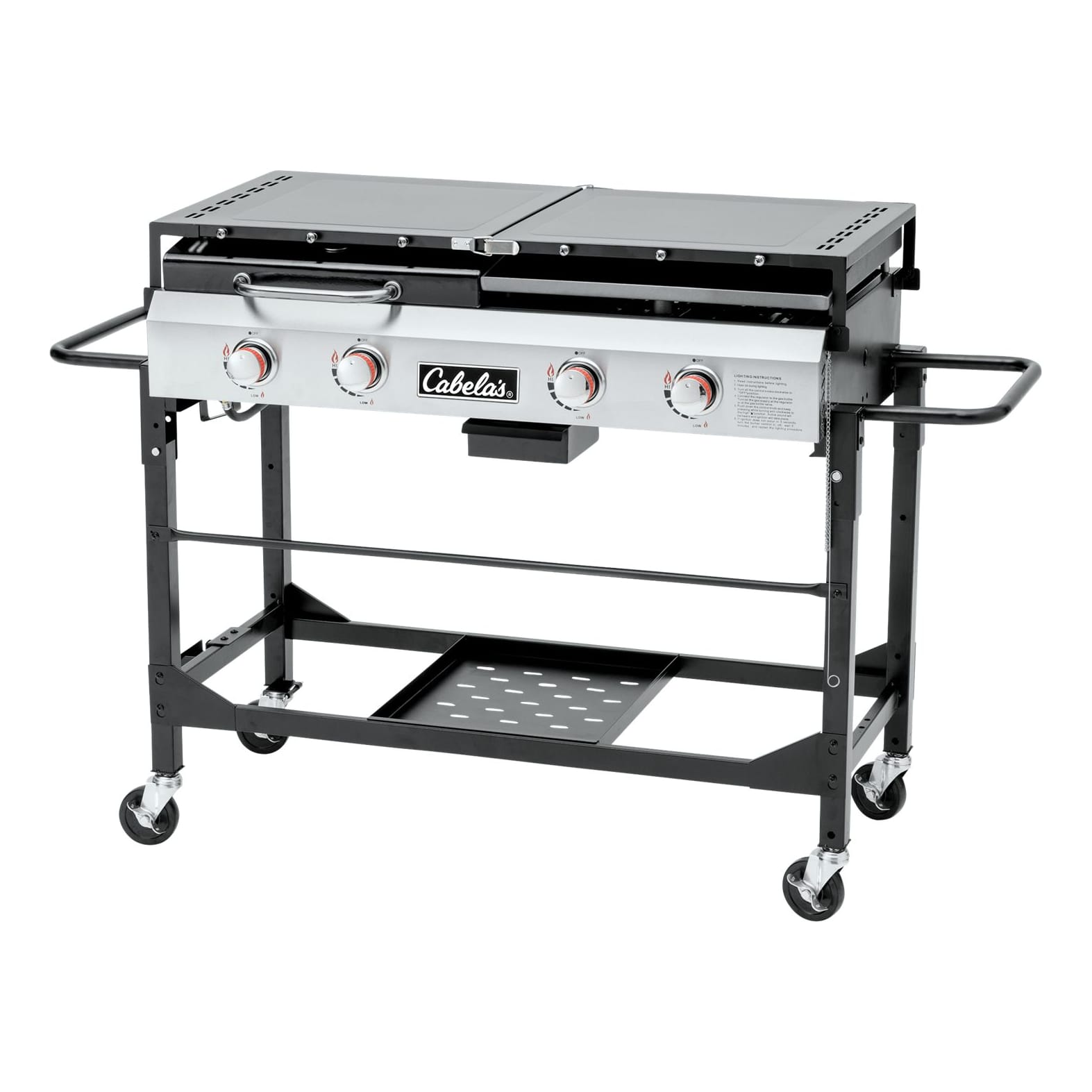 3 Burner Gas Grill in Black with Top Cover and Shelves Stainless Steel, 2  Number of Side Burners