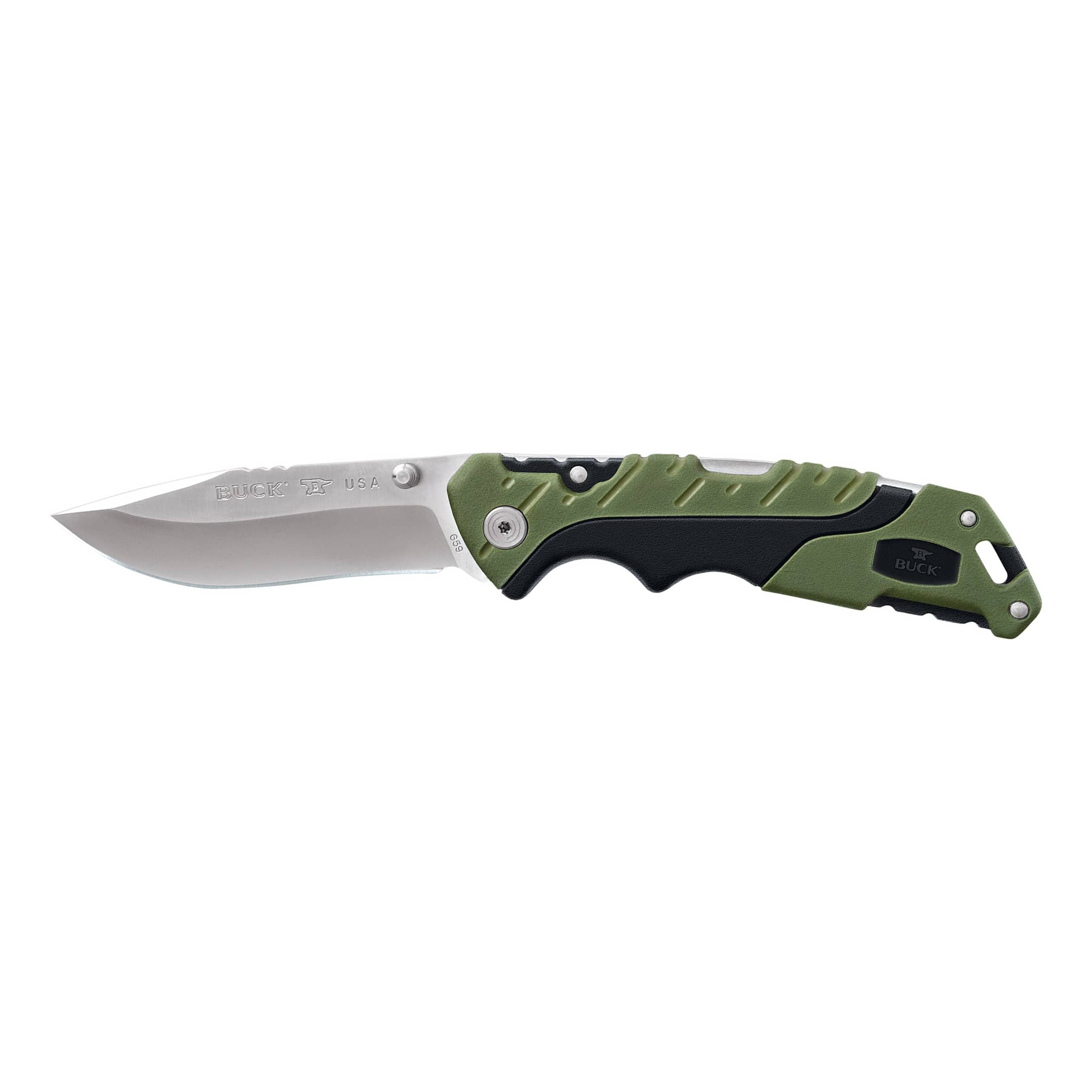 Buck 110 Folding Hunter 3.75 Blade, Ebony Wood Handles, Lockback, Leather  Sheath - KnifeCenter - 9210