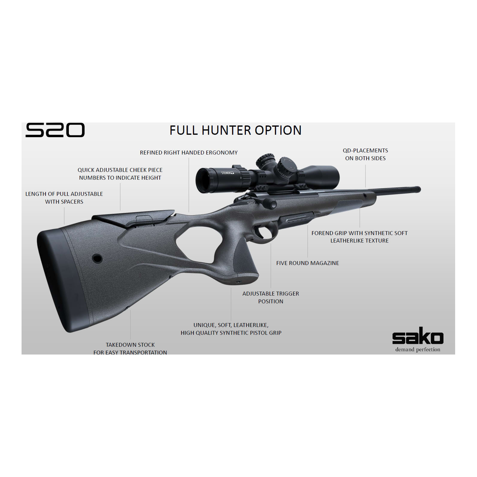 Sako S20 Hunter Bolt Action Rifle - Details View