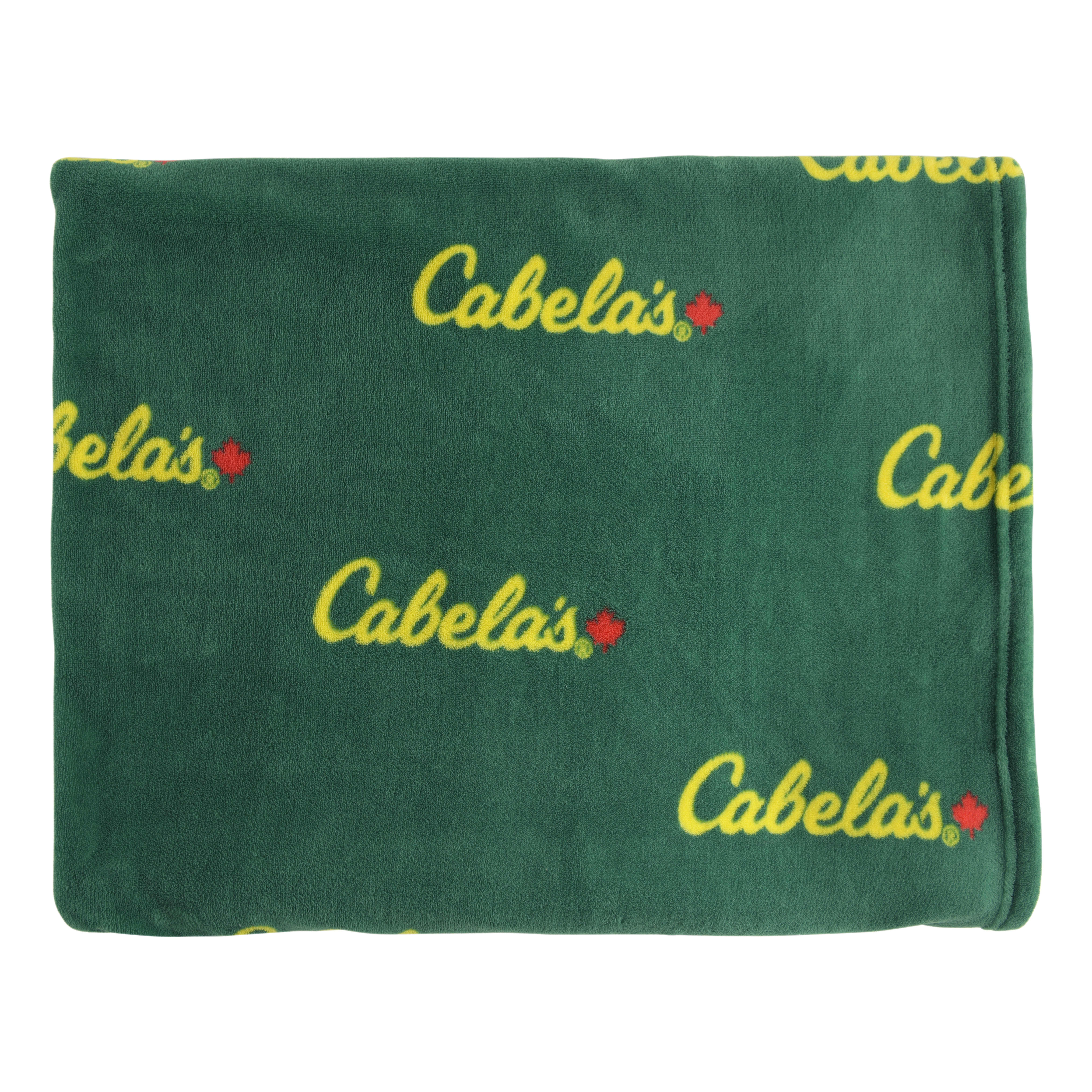Cabela’s Logo Coral Fleece Throw - Green - Folded View