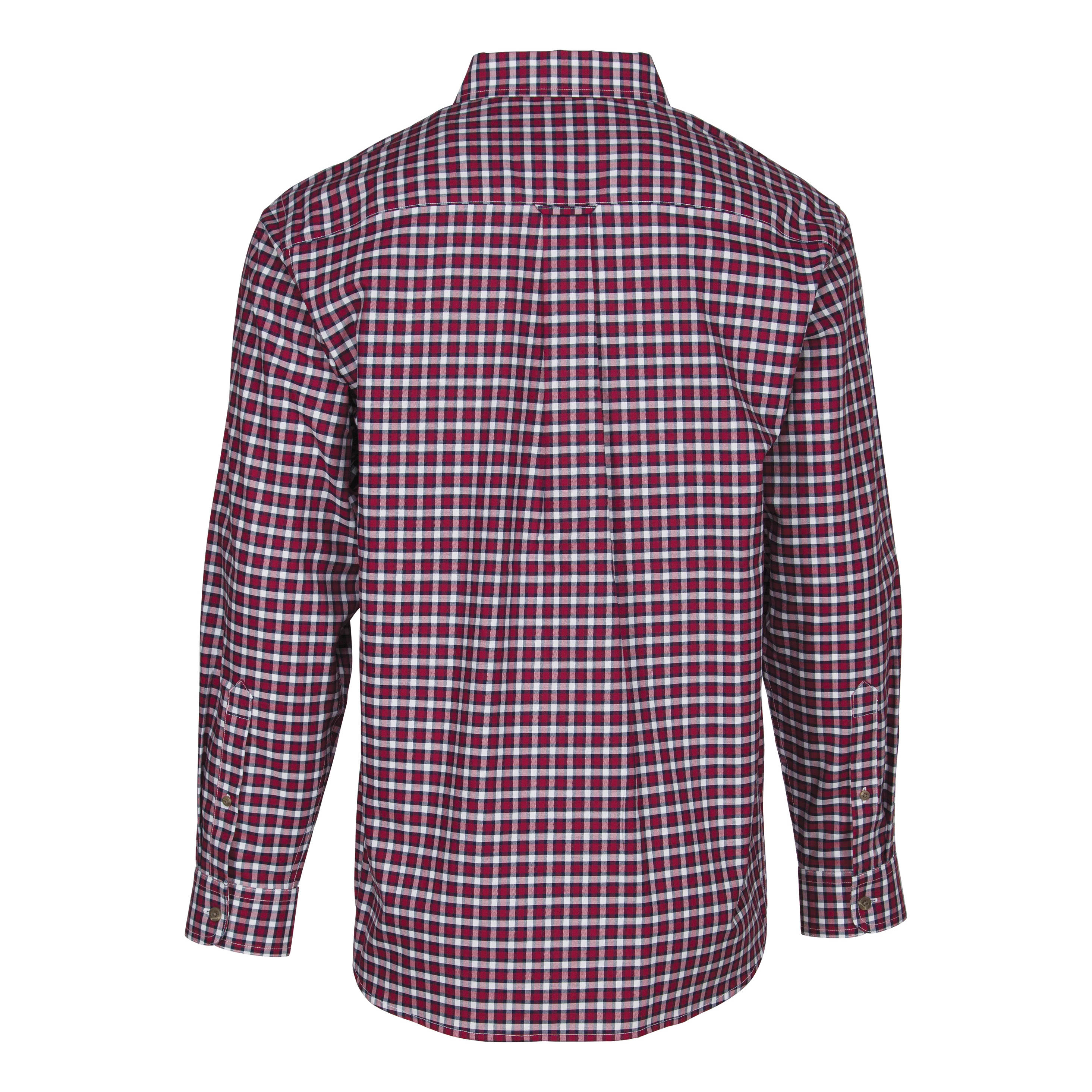 RedHead® Men’s Wrinkle-Free Easy-Care Long-Sleeve Shirt - Red Blue Check - back