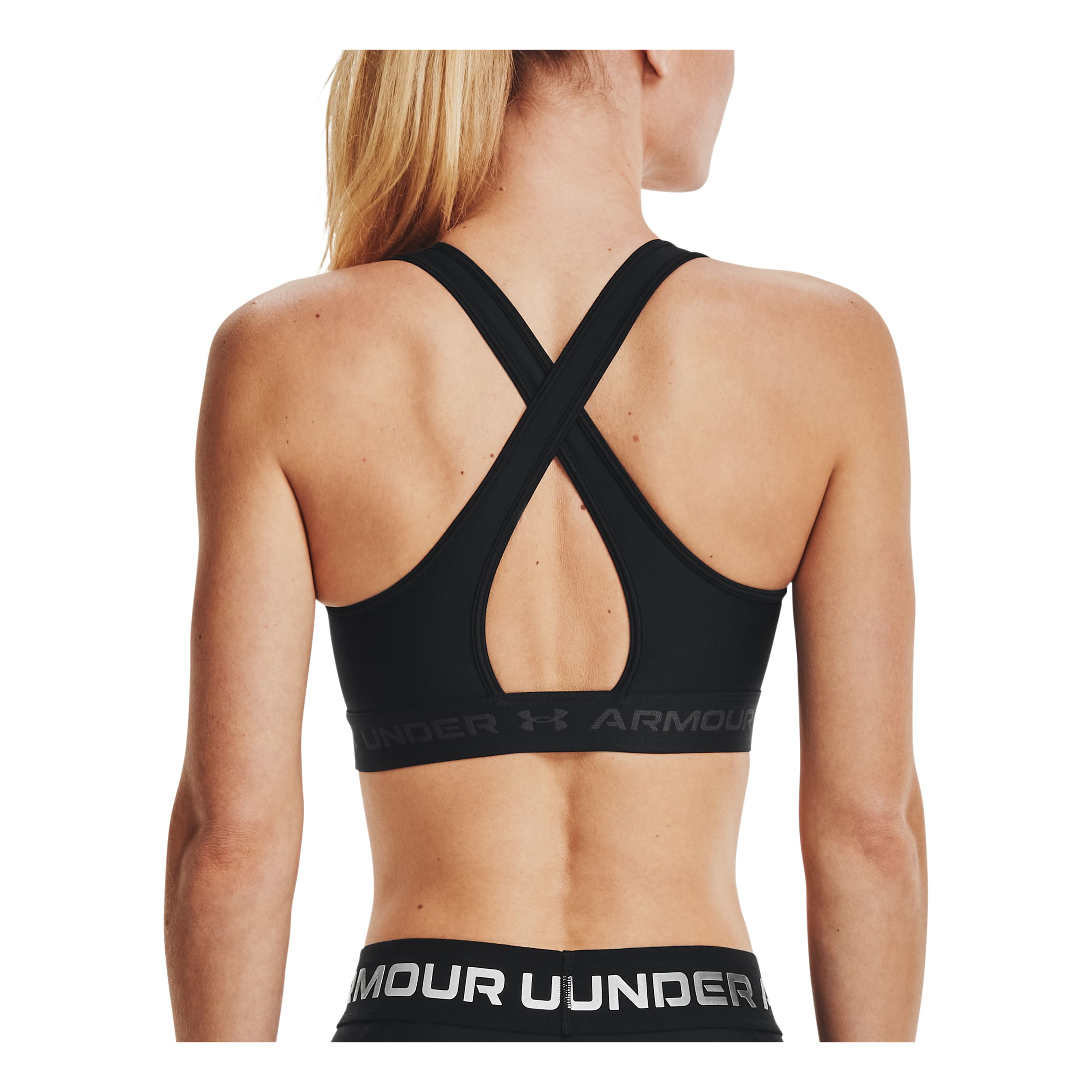 Under Armour® Women’s Crossback Mid Sports Bra - Black/Jet Grey - back