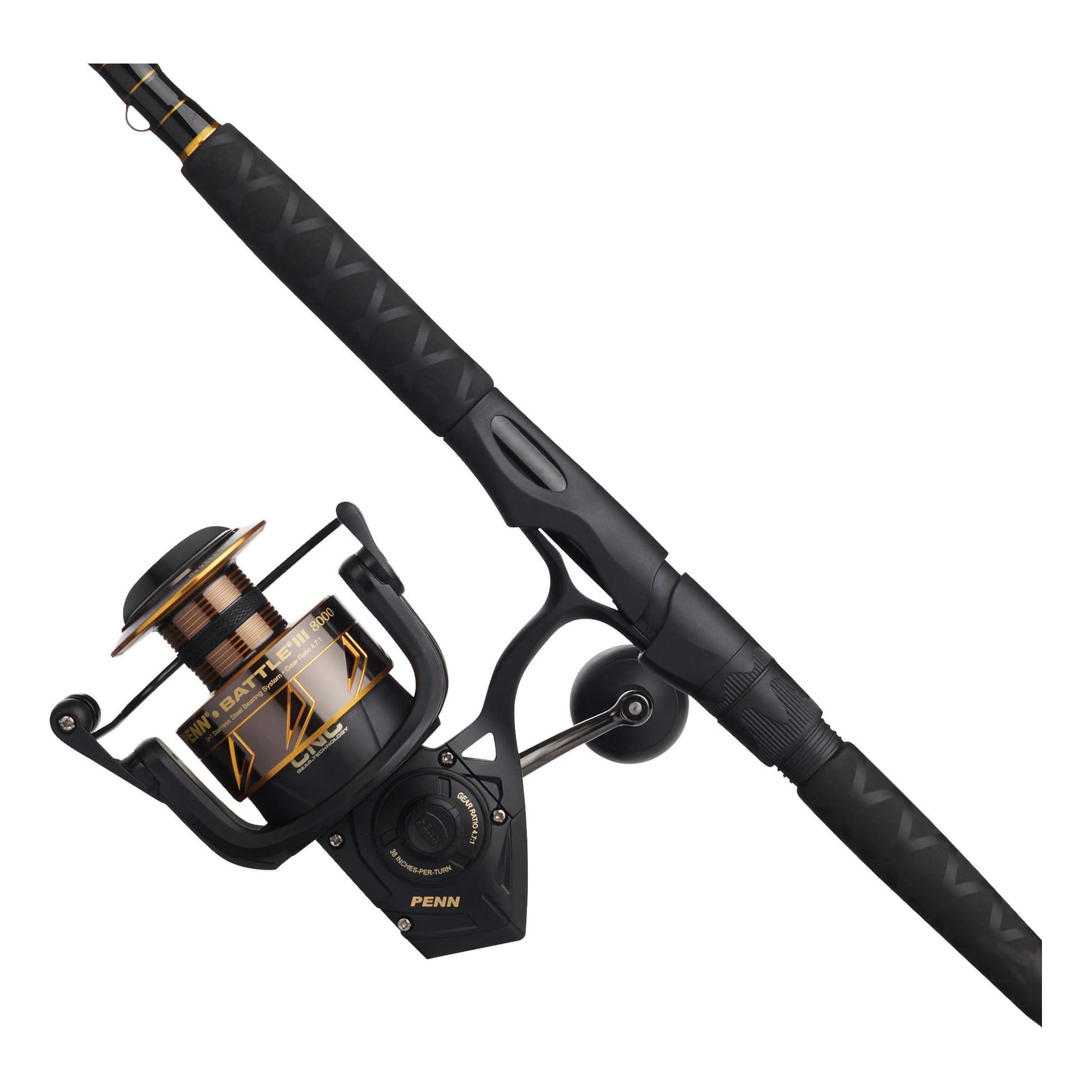 PENN Battle Spinning Reel And Fishing Rod Combo Kit With Spare Spool And Reel Cover, Black, 6000 - 9 - Medium Heavy - 2pc
