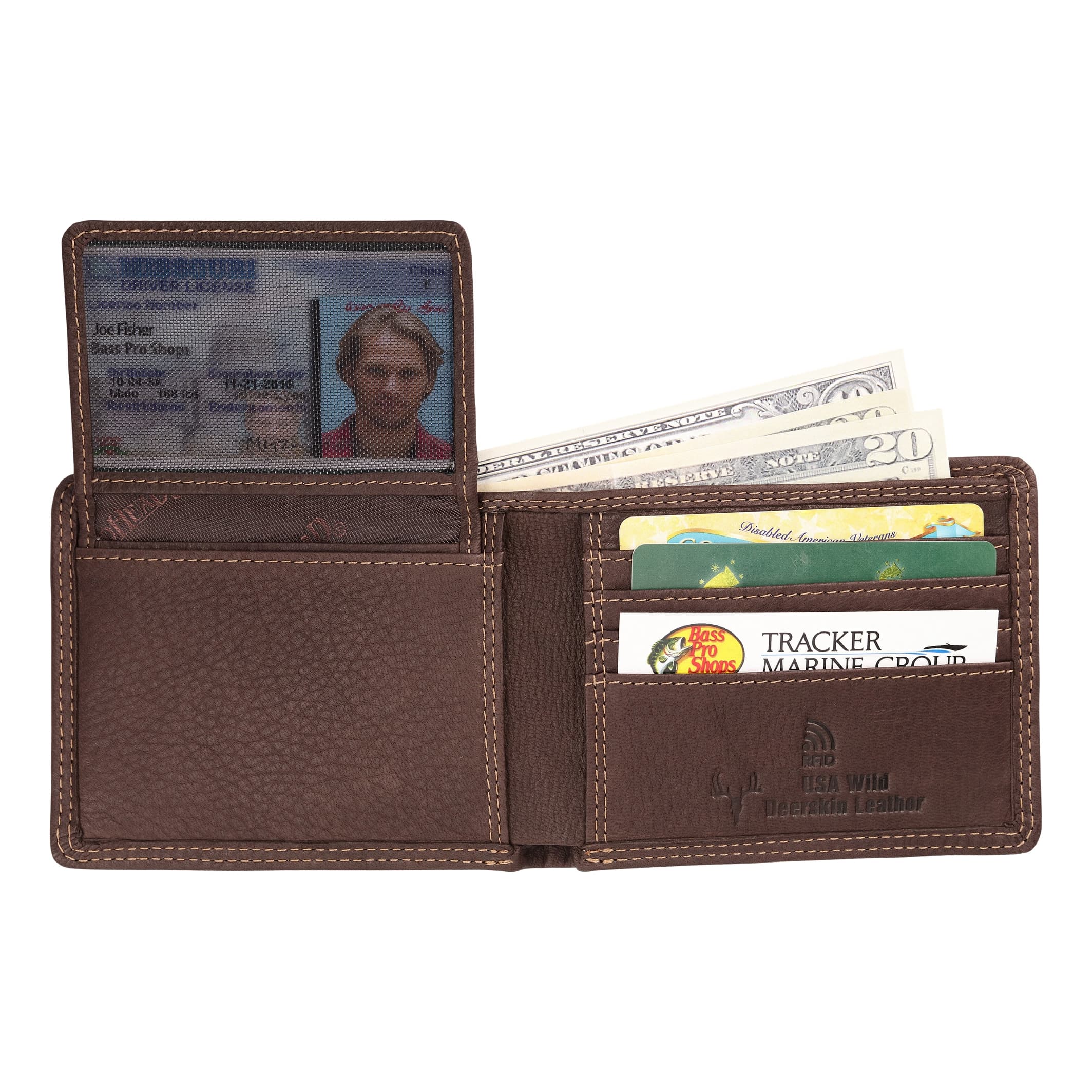 RedHead® Wild Deerskin Leather RFID Wallet - inside (contents not included)