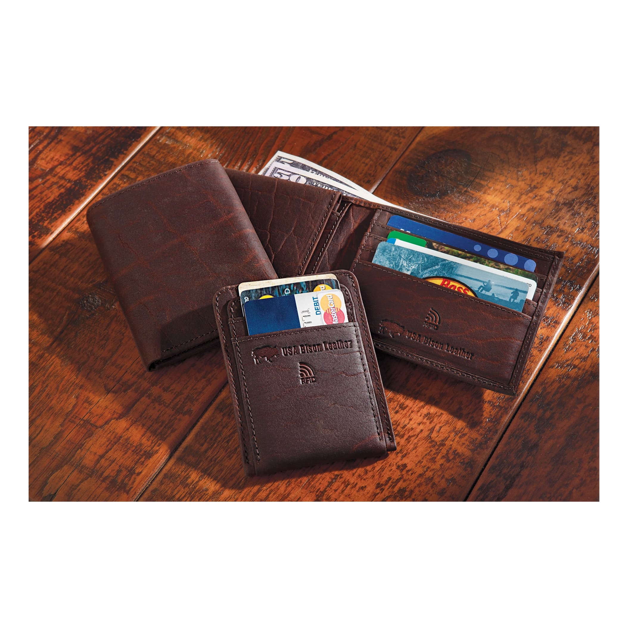 RedHead® Bison Leather Front Pocket RFID Wallet (contents not included)