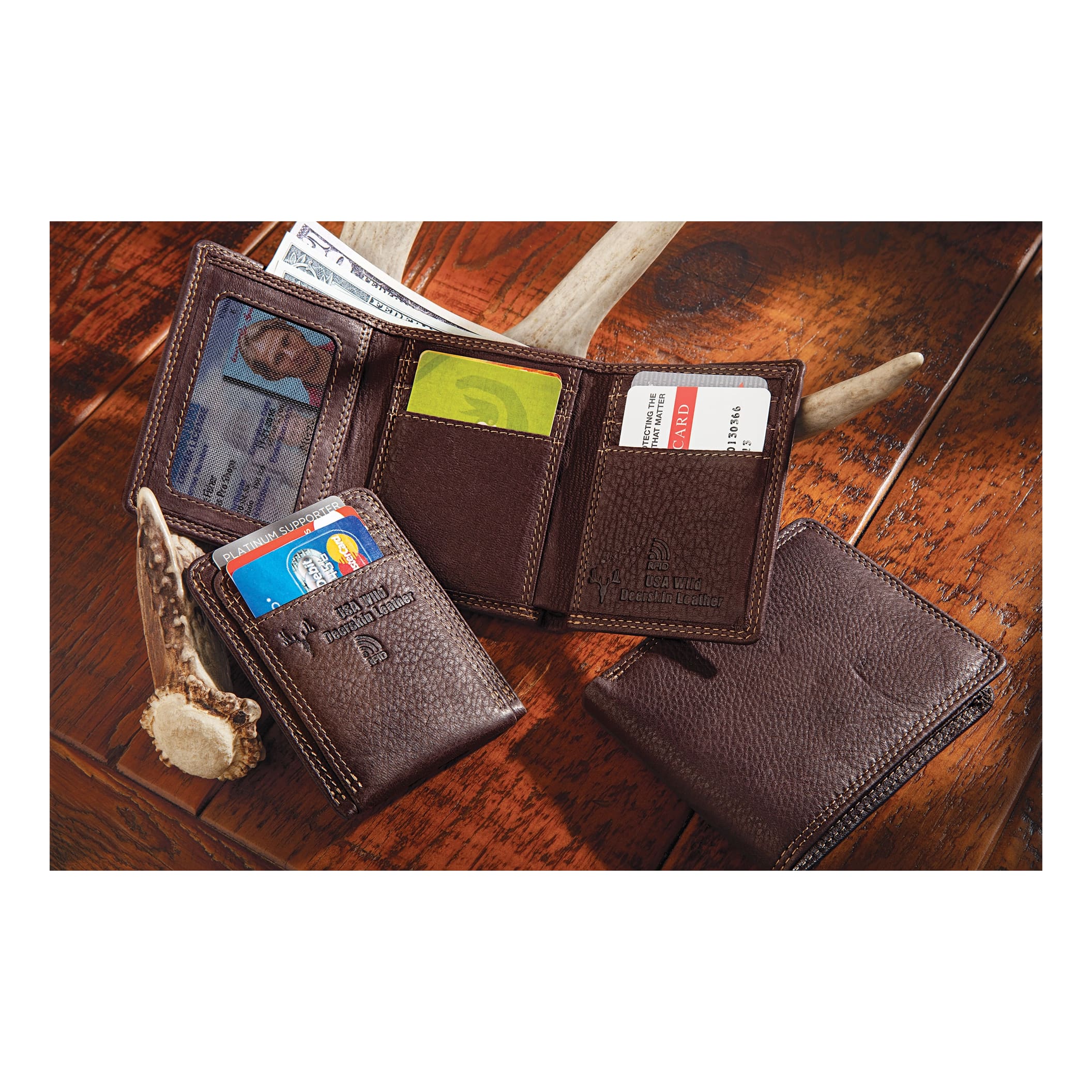 RedHead® Wild Deerskin Leather Front Pocket RFID Wallet (contents not included)