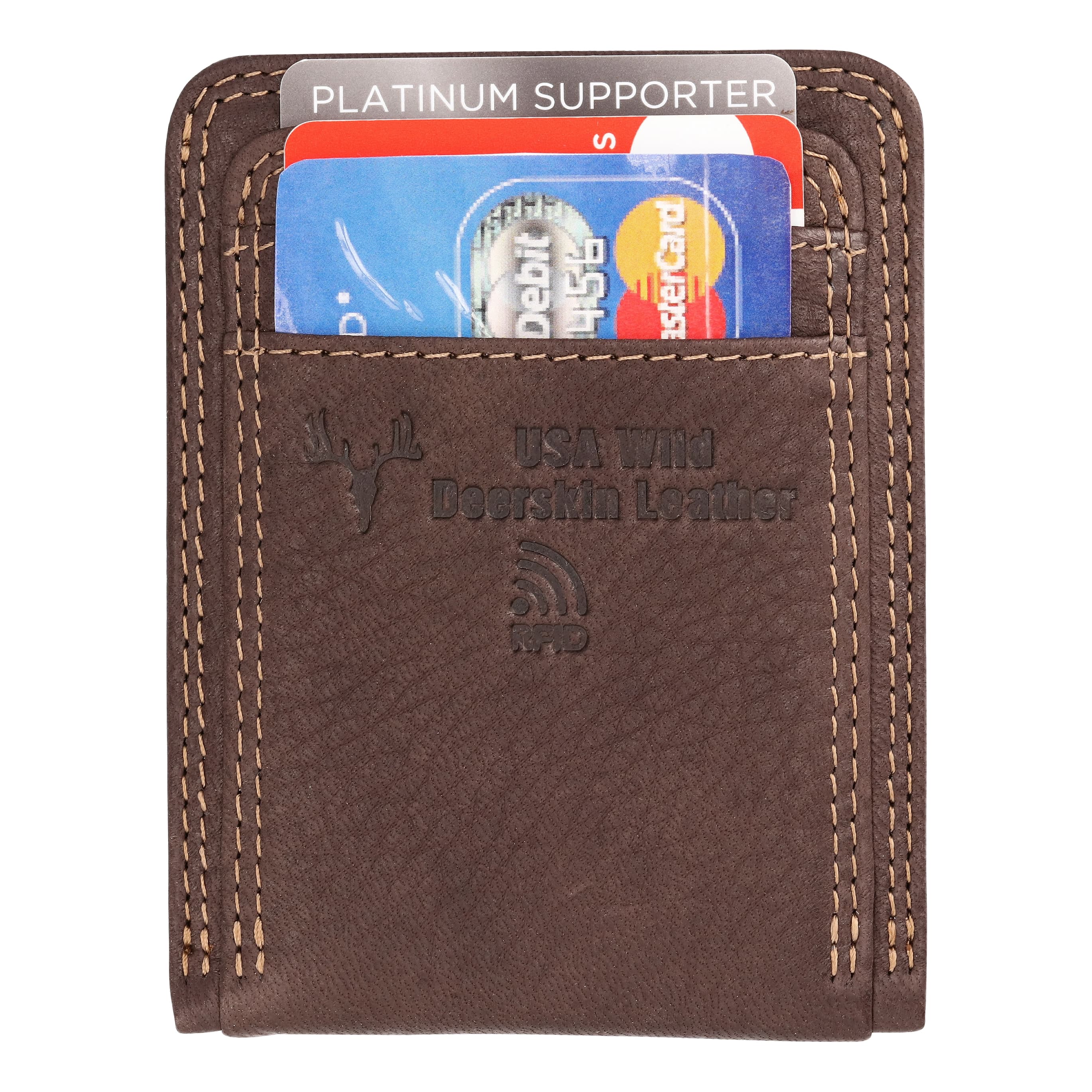 RedHead® Wild Deerskin Leather Front Pocket RFID Wallet (contents not included)