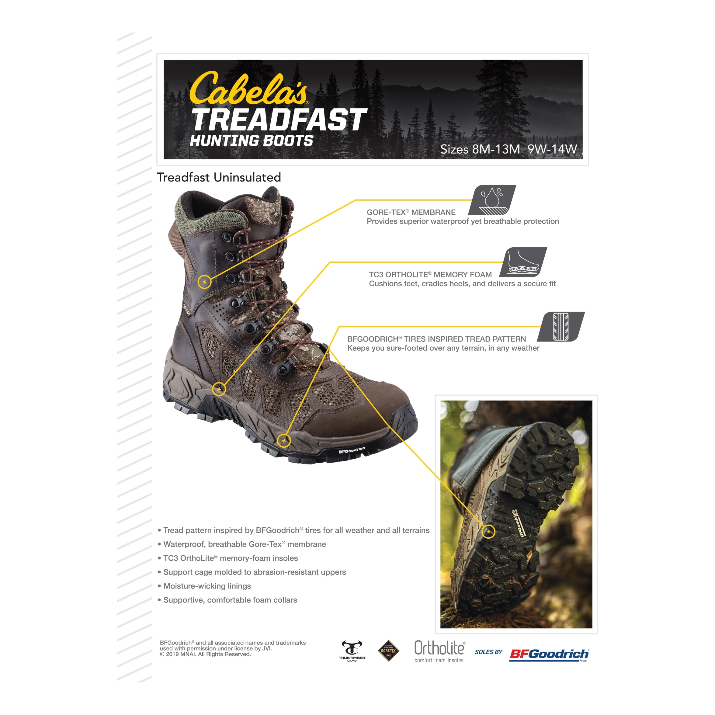 Cabela’s Men’s Treadfast GORE-TEX® Hunting Boots - details