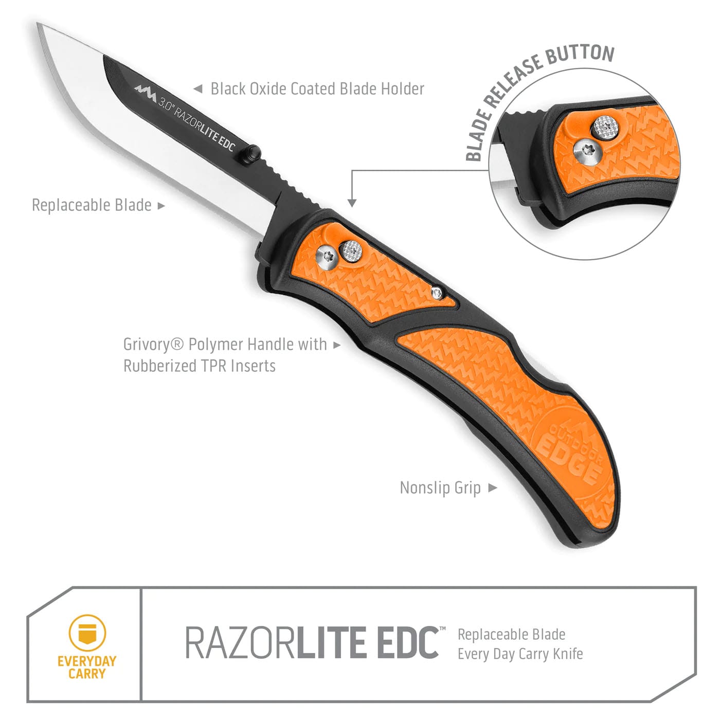 Outdoor Edge 3.0” RazorEDC Lite Replaceable Blade Knife