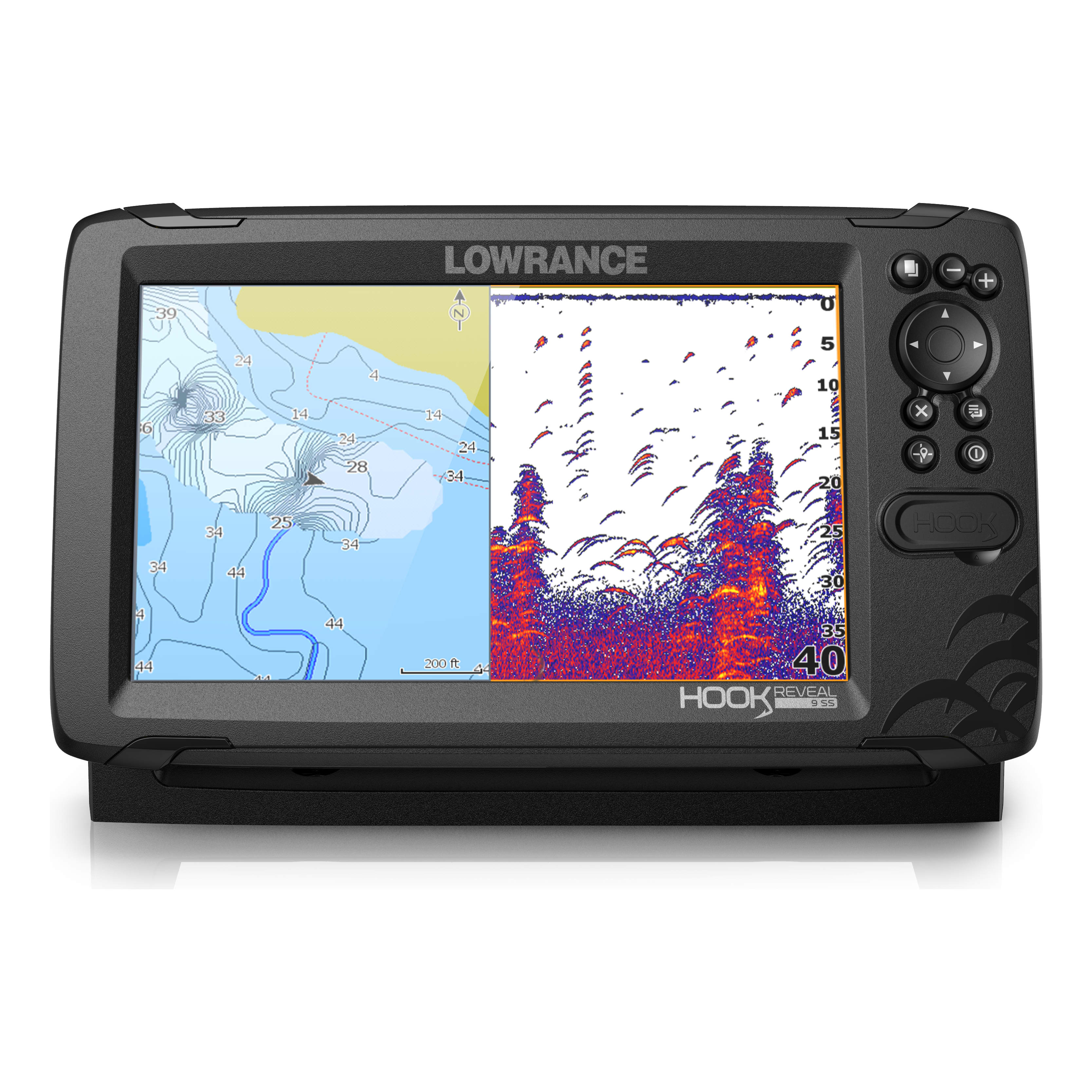 Lowrance 00015853001 Hook Reveal 7 In. Fishfinder TripleShot with Down  scan, Sides can Imaging, C-MAP Contour and Mapping 