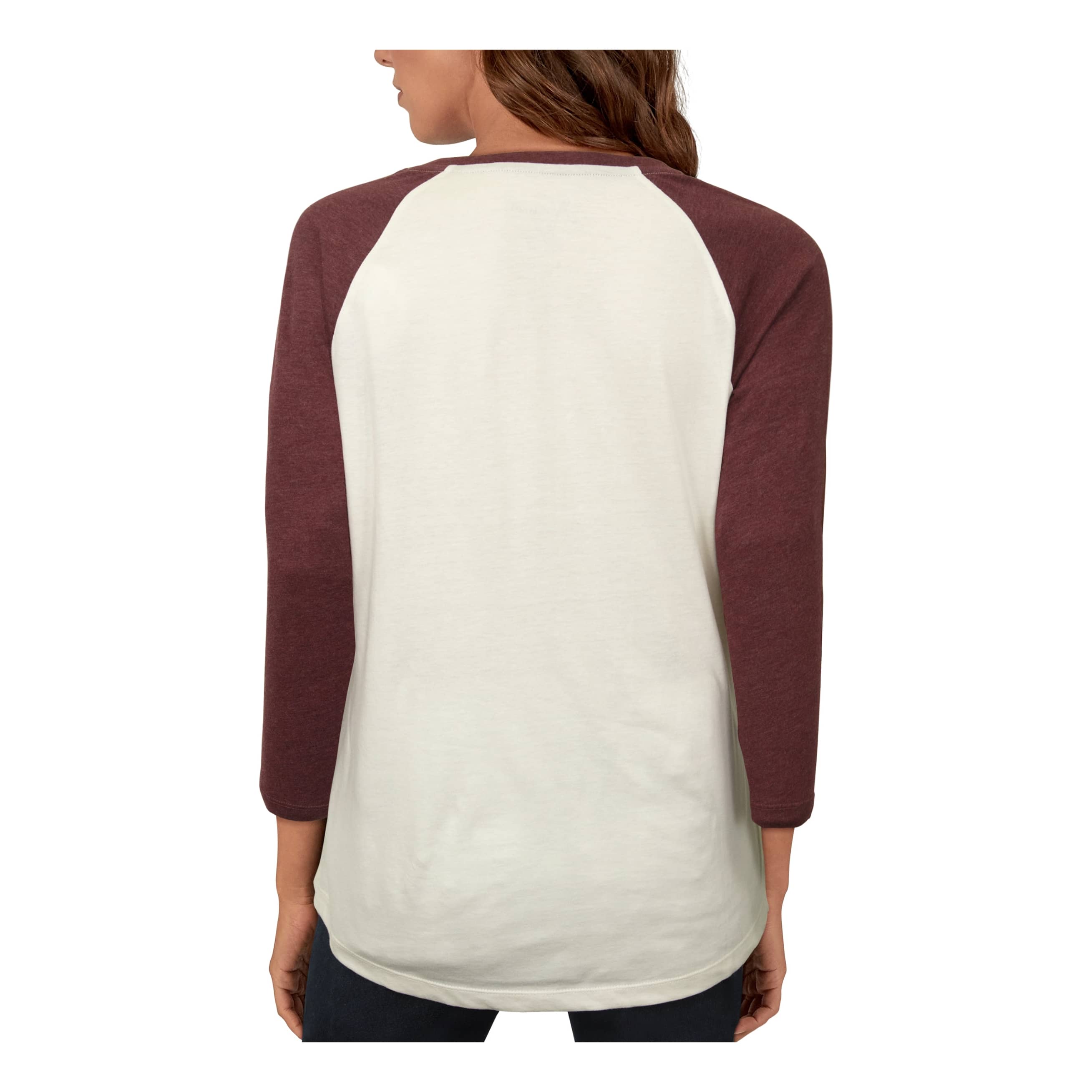 Natural Reflections® Women’s Plaid and Pumpkin Three-Quarter-Sleeve Baseball T-Shirt - back
