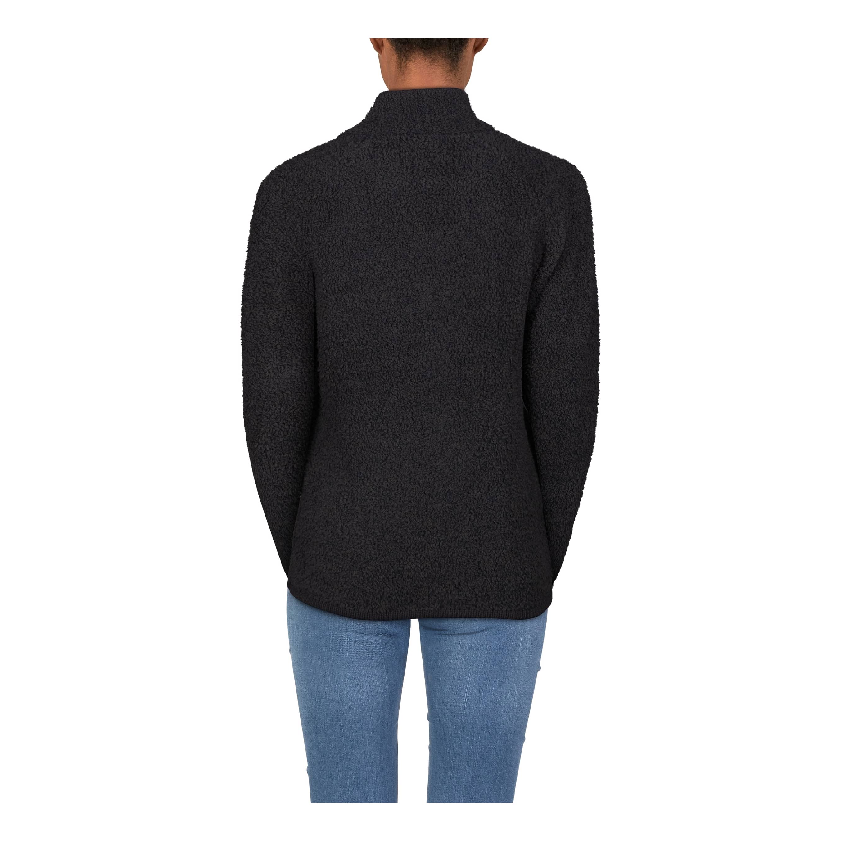 Natural Reflections® Women’s Sherpa Cabin Full-Zip Long-Sleeve Sweater - Raven - back