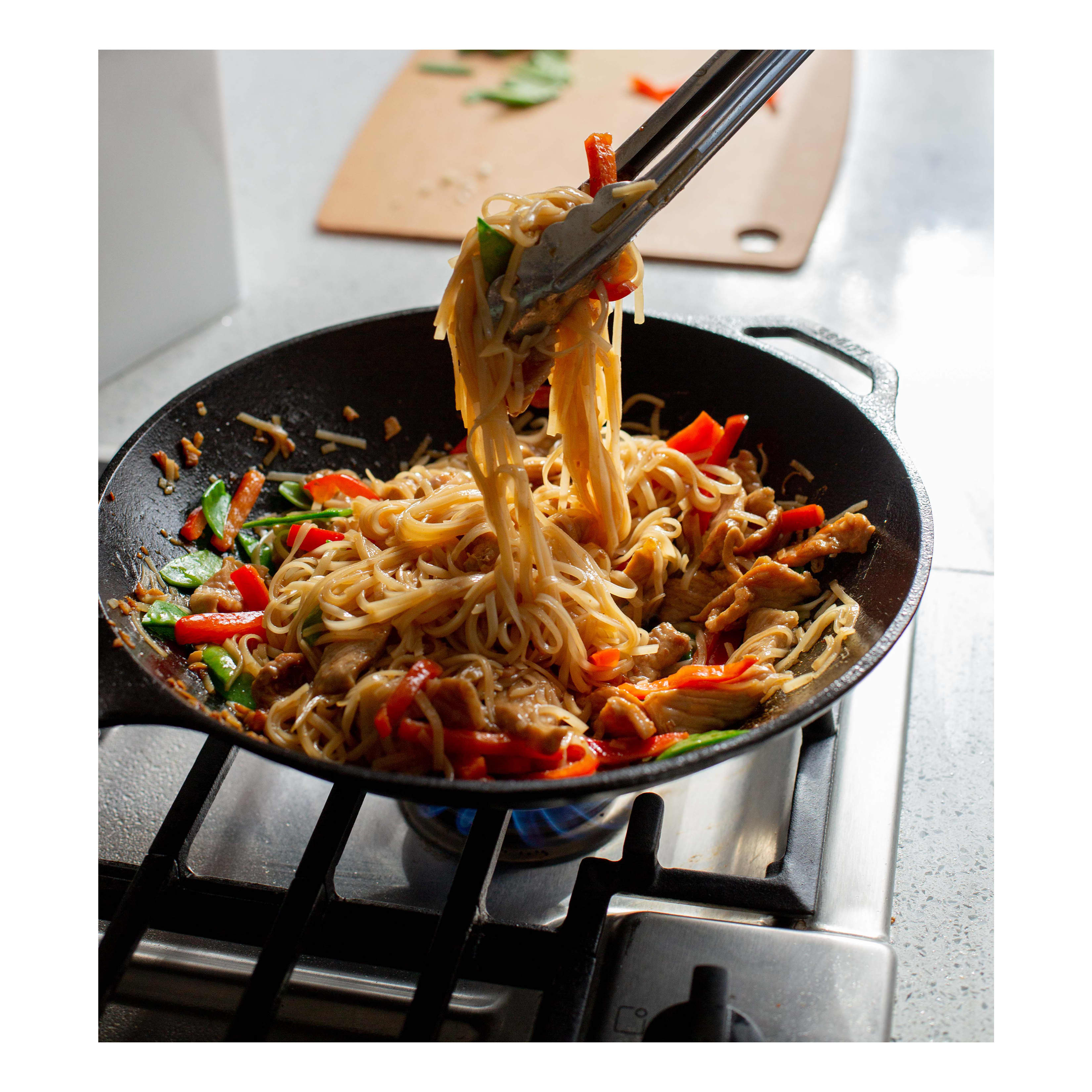 Lodge Chef 12” Stir Fry Pan - in use