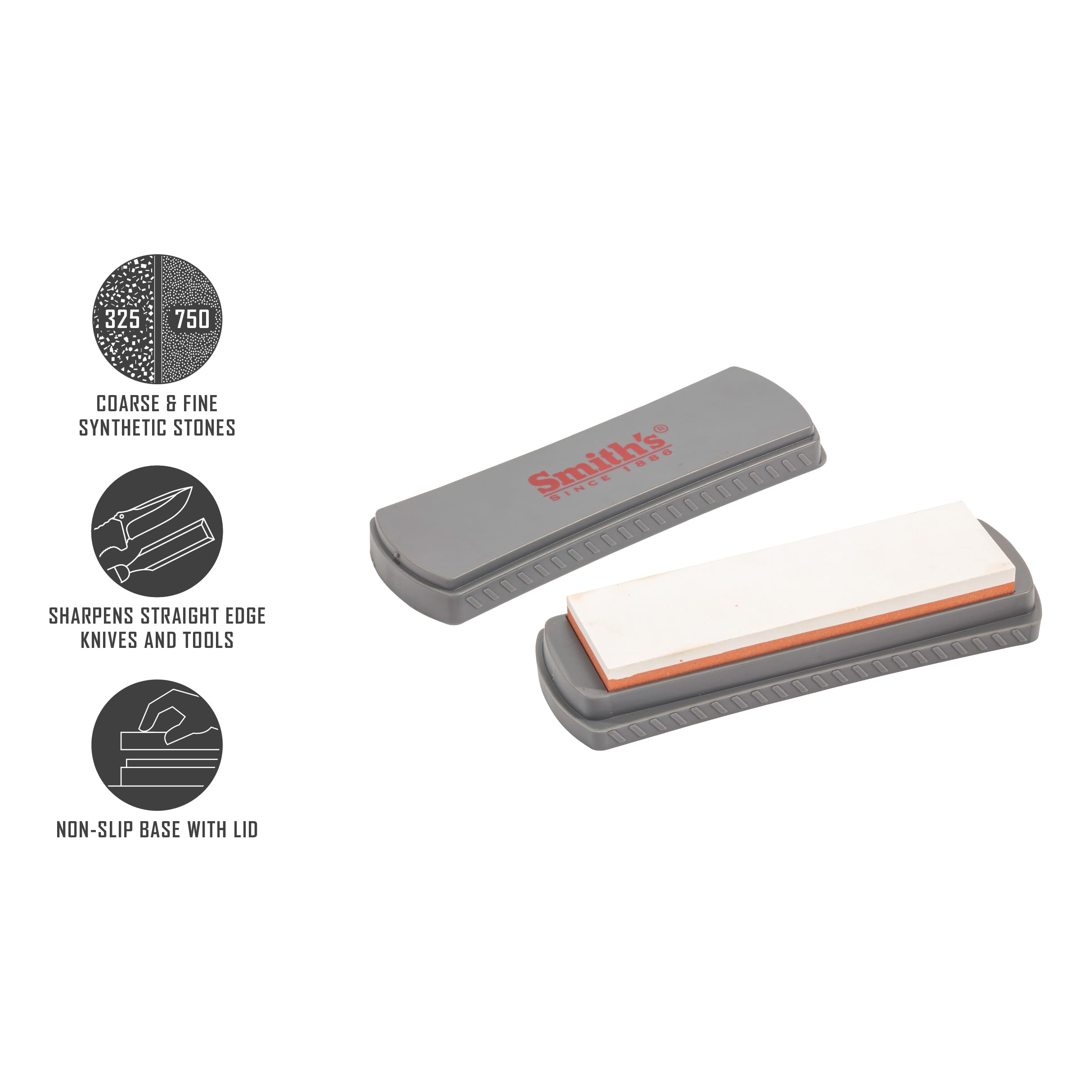 Smith's DualGrit 325 750 Synthetic Stone and Base Sharpening Stone