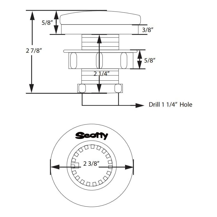 Scotty® Rod Holder Optional Mounts Compact Threaded Deck Mount