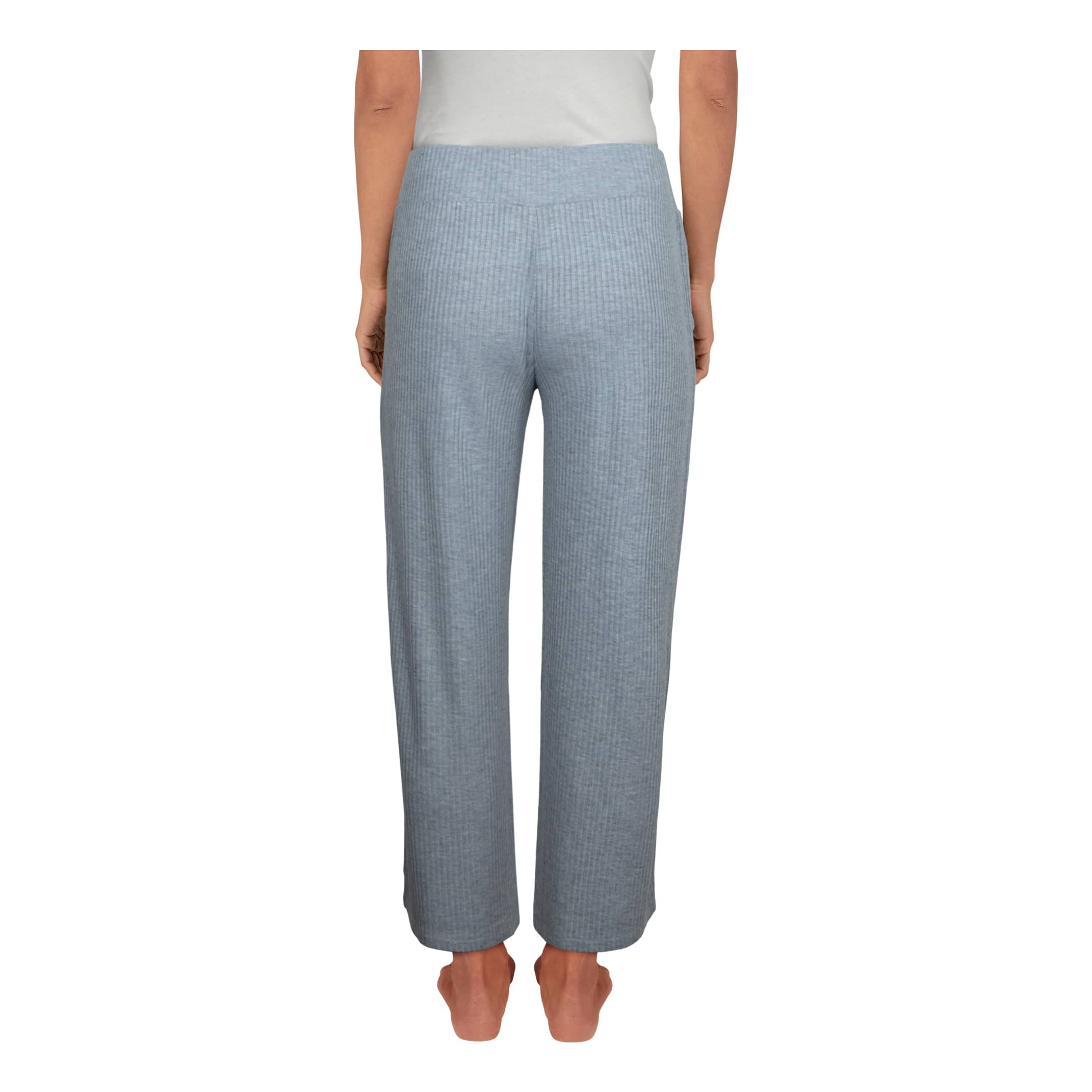 Natural Reflections® Women’s Rib-Knit Crop Pants - Blue Heather - back