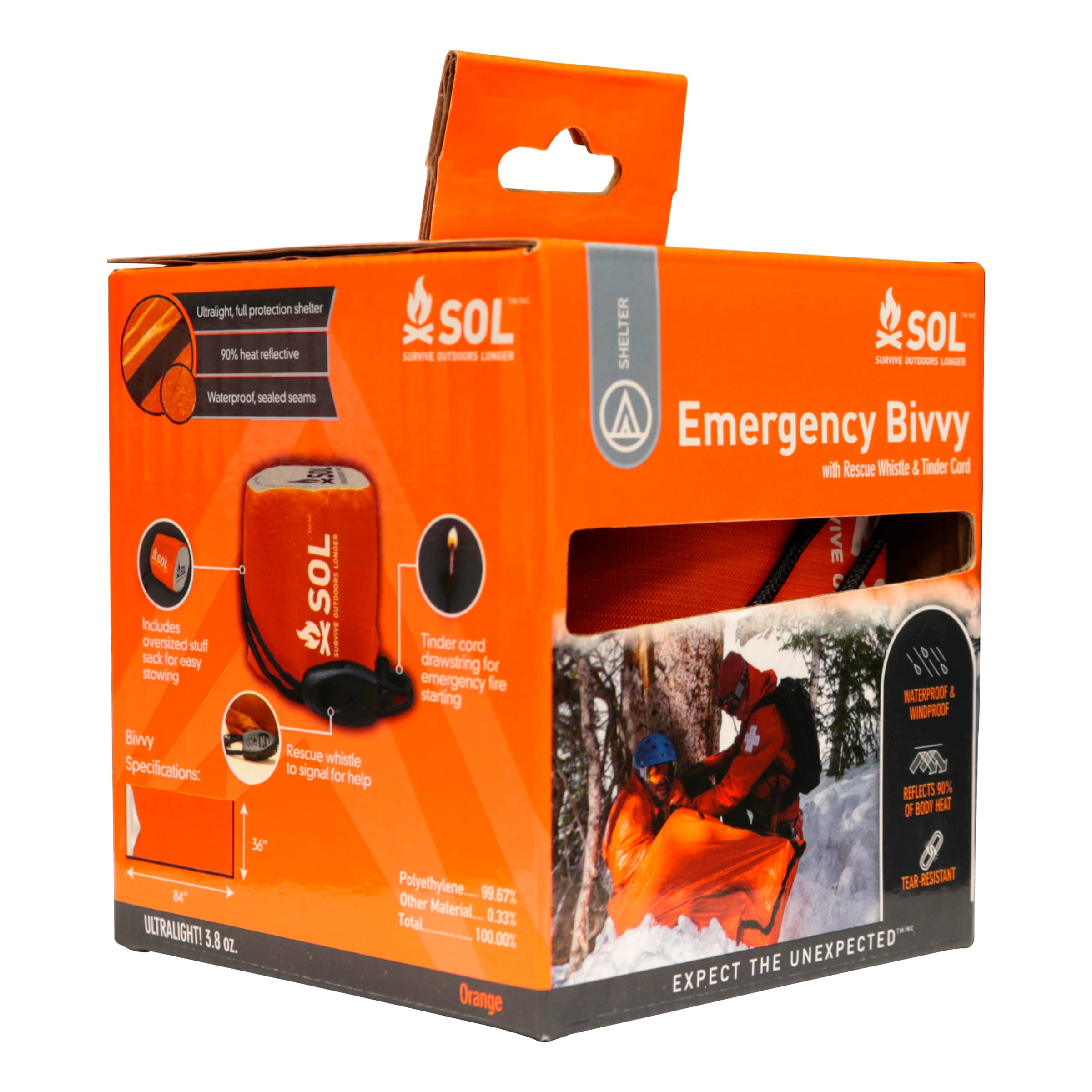 S.O.L.® Emergency Bivvy with Rescue Whistle and Tinder Cord