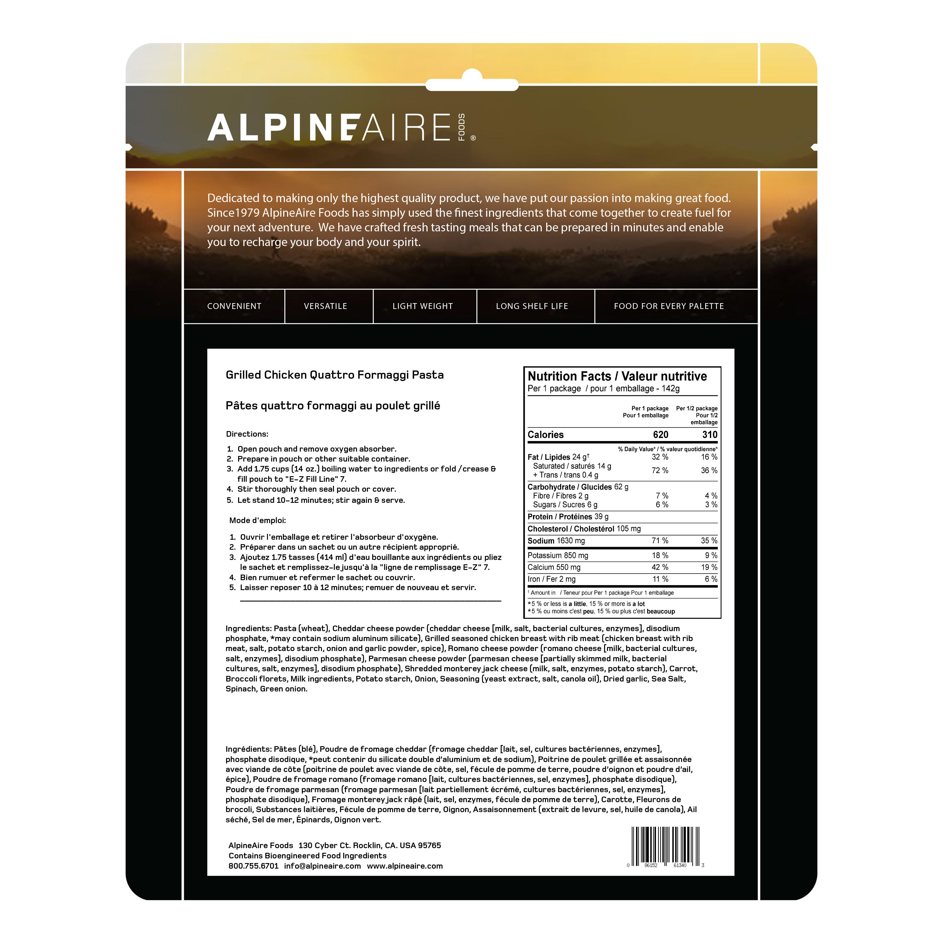 AlpineAire® Grilled Chicken Quattro Formaggi Pasta